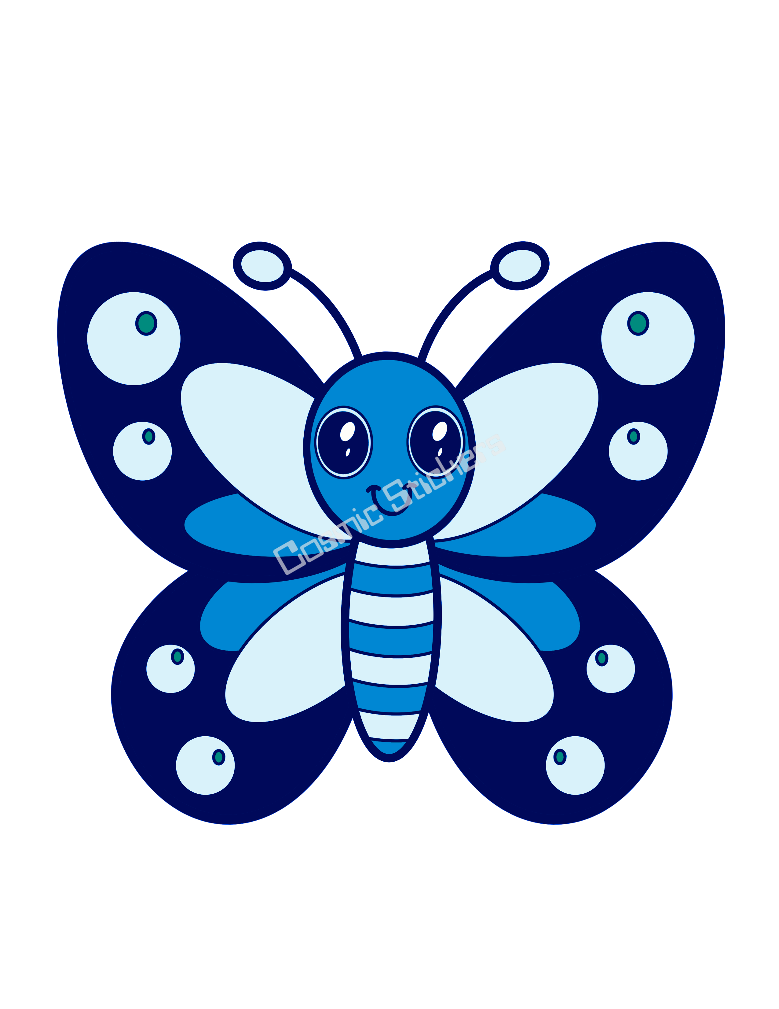 Cosmic Stickers- Butterfly- Blue/Light Blue