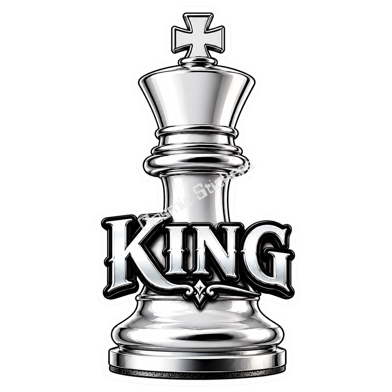 Classic Chess - White King premium die-cut vinyl sticker by Cosmic Stickers