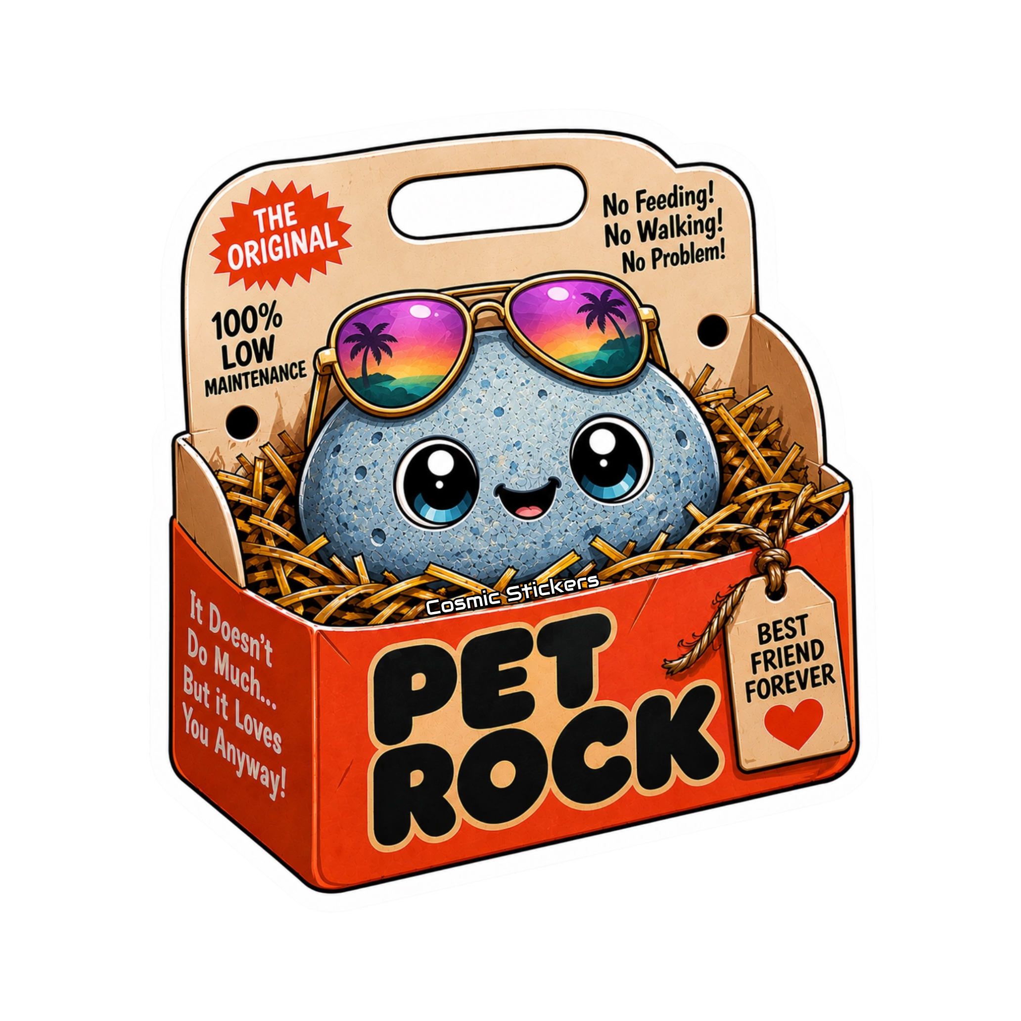 Pet Rock Sticker Collection •Sunset• premium die-cut vinyl sticker by Cosmic Stickers