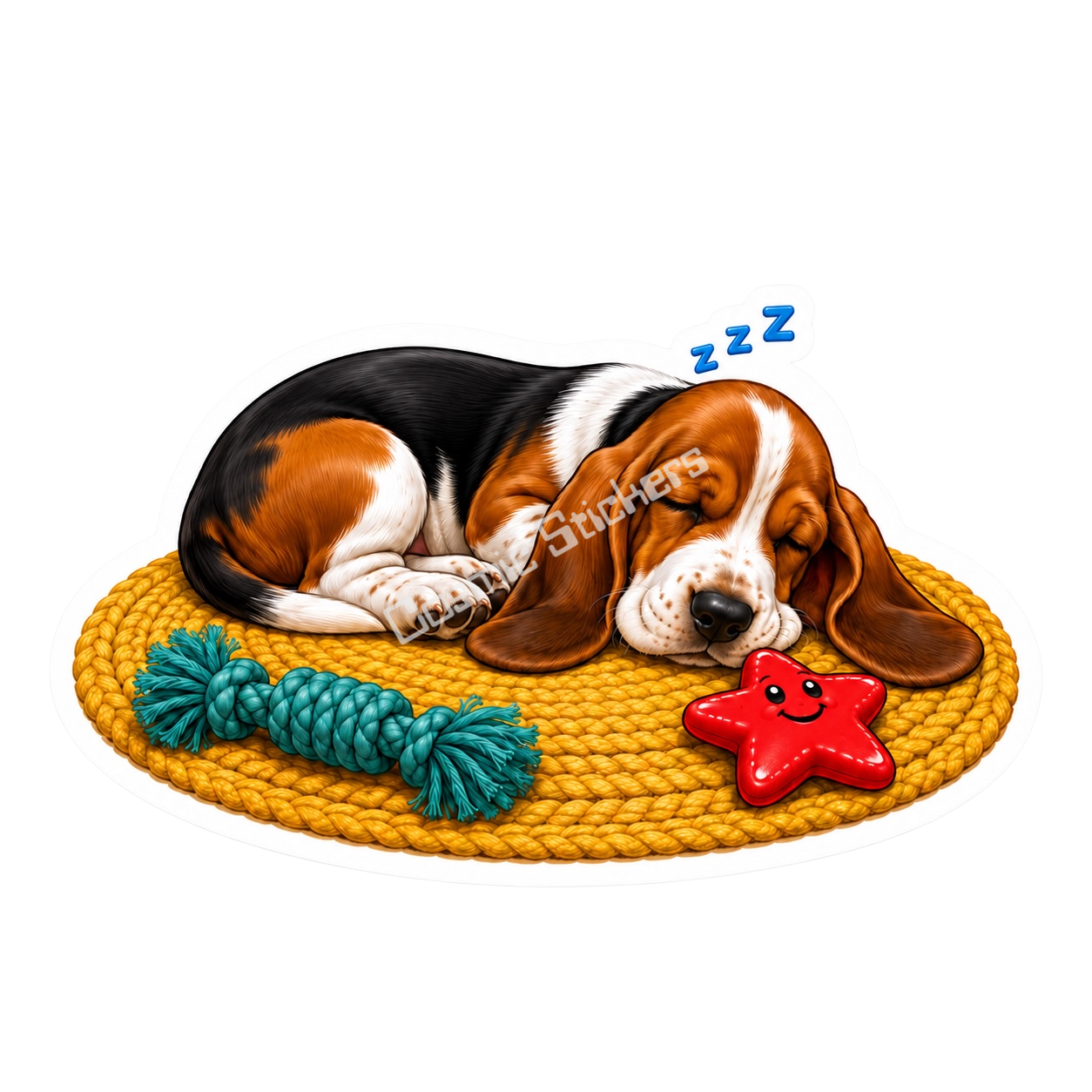 Paws & Dreams - Basset Hound premium die-cut vinyl sticker by Cosmic Stickers