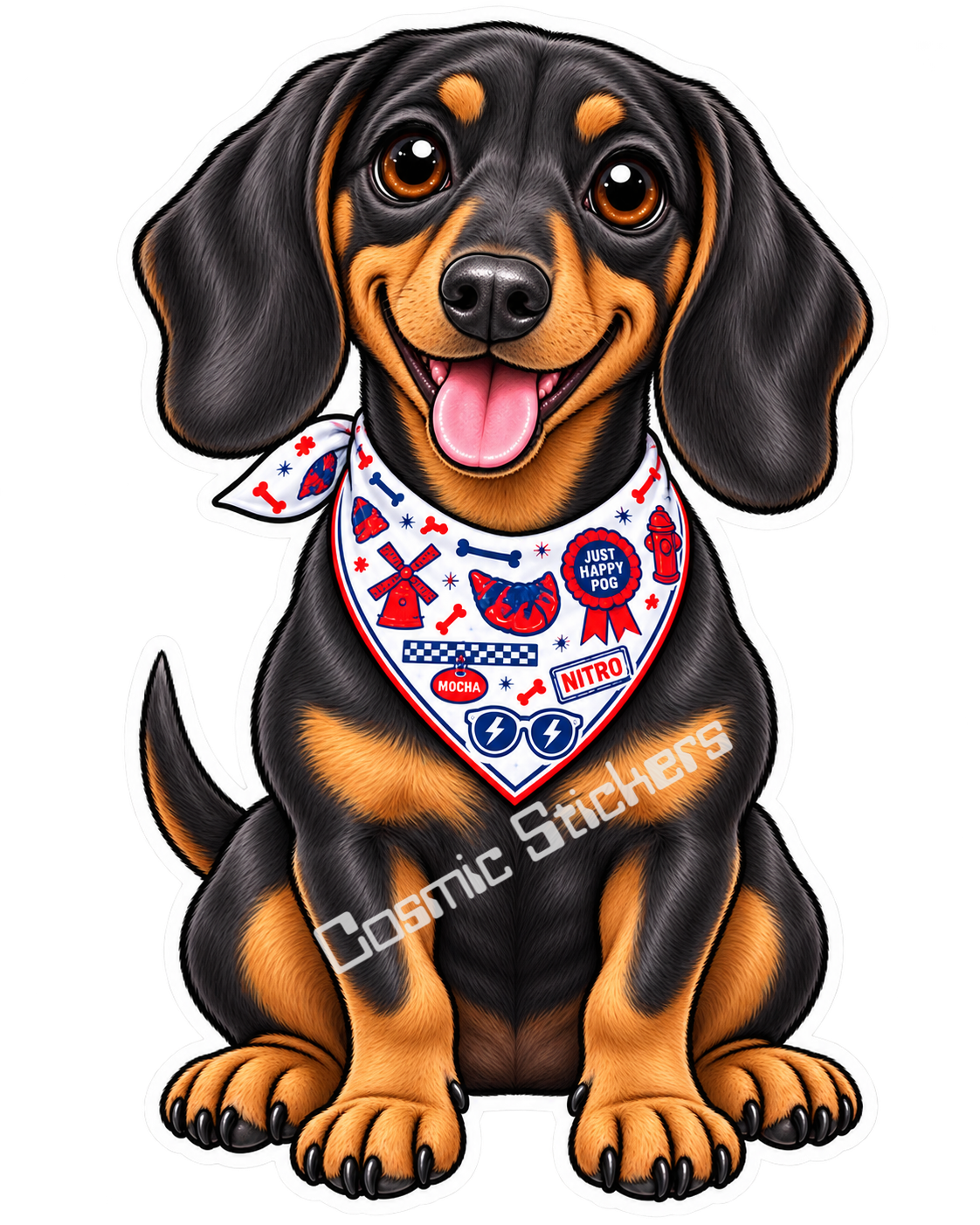 Fan-Made Dutch Pups! - Dachshund White Bandana Vinyl Sticker