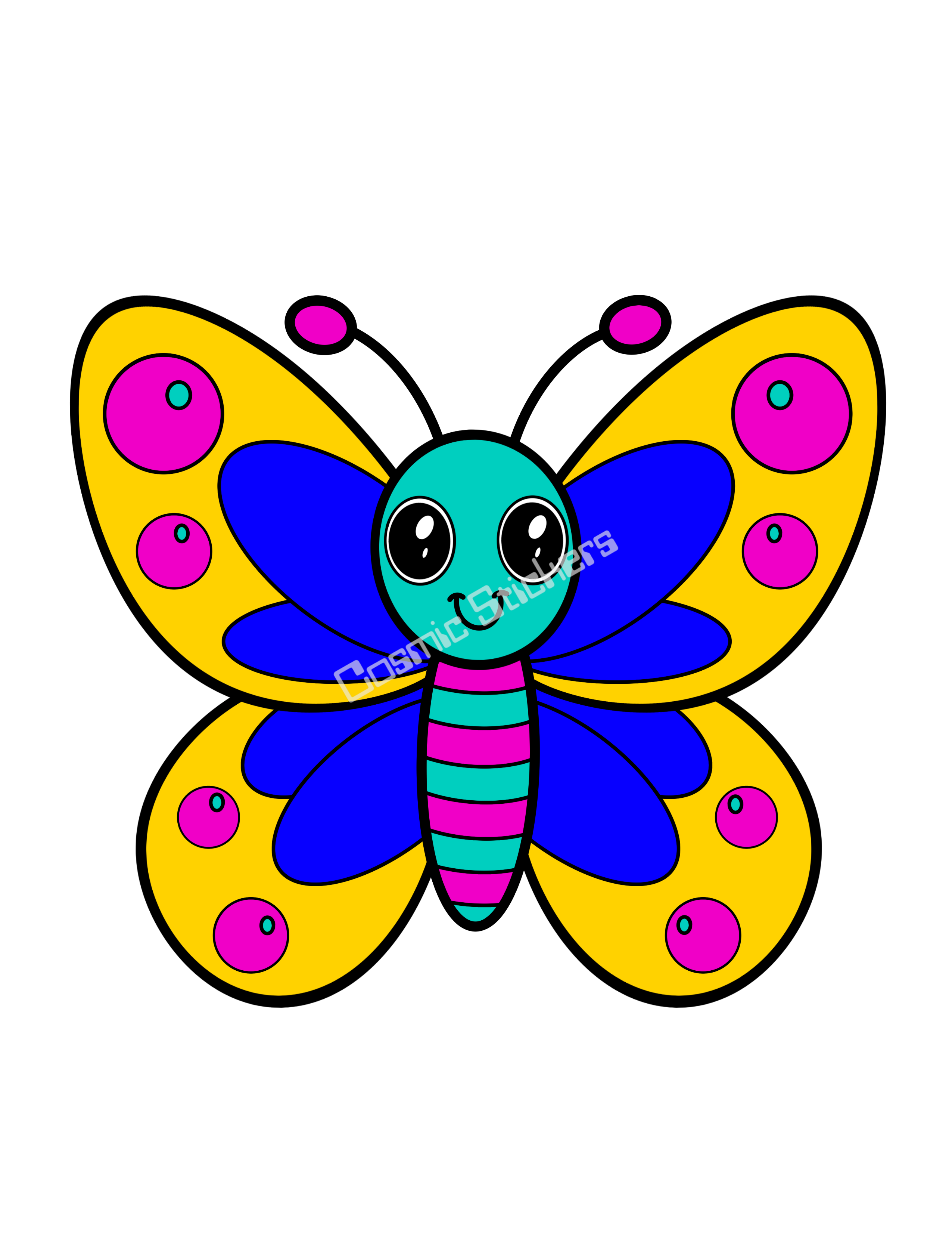 Cosmic Stickers- Butterfly- Yellow/Blue