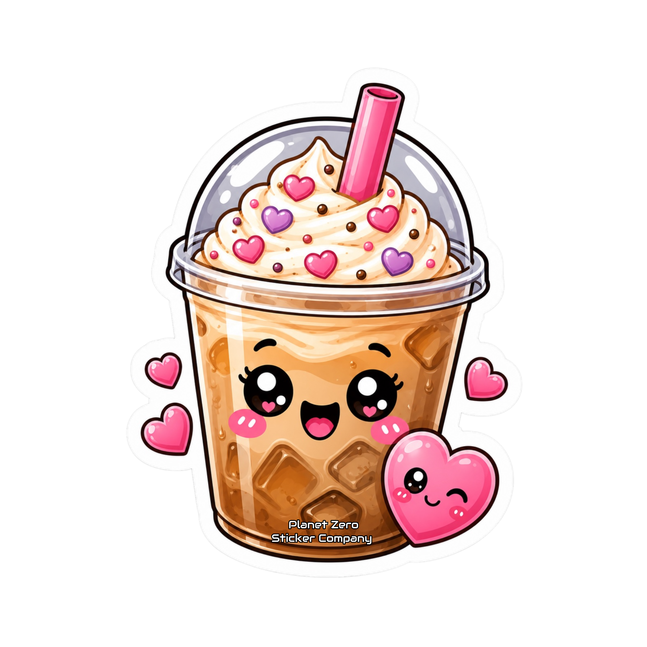 Kawaii Critters •Iced Coffee Love• premium die-cut vinyl sticker by Cosmic Stickers