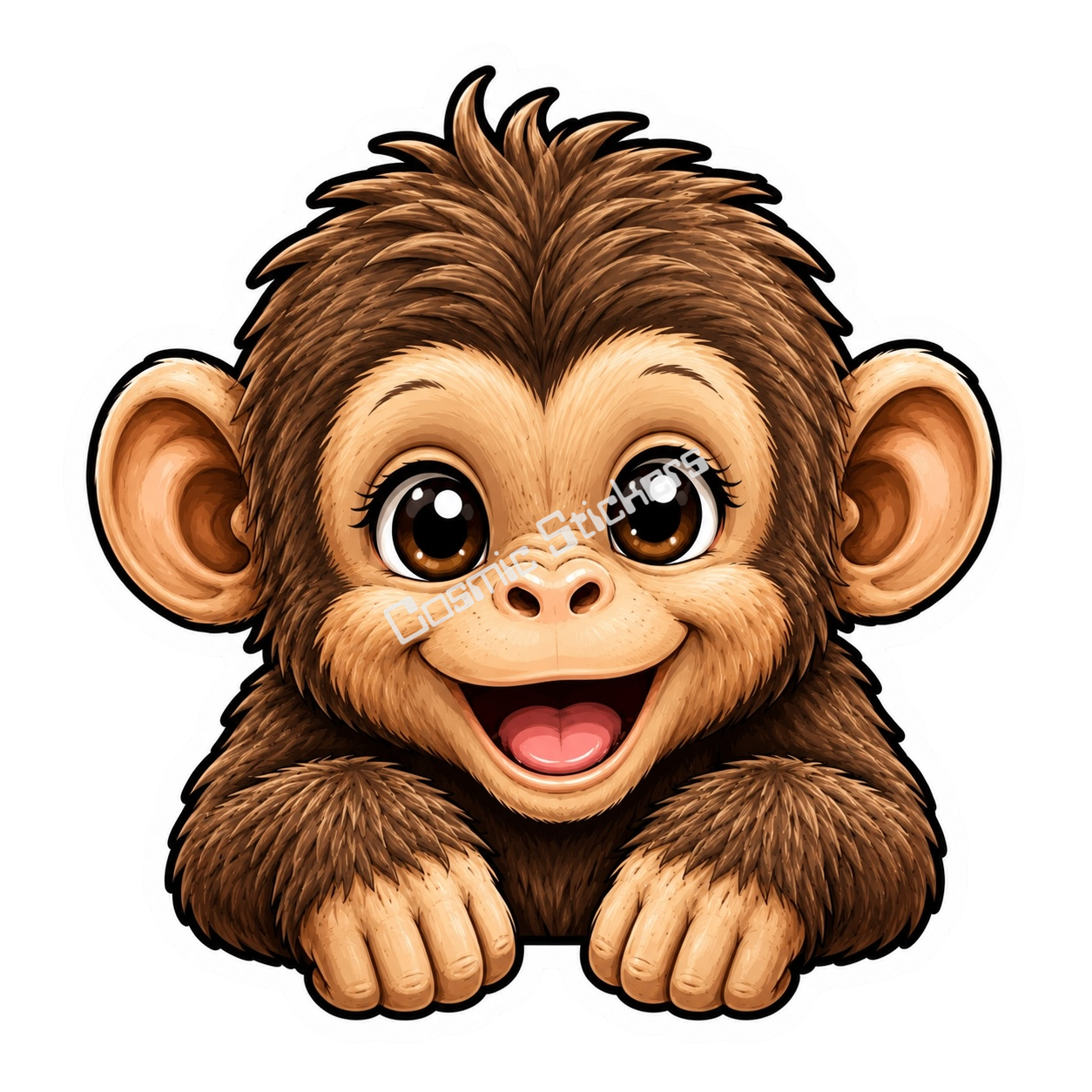 Peekaboo Pals - Monkey premium die-cut vinyl sticker by Cosmic Stickers