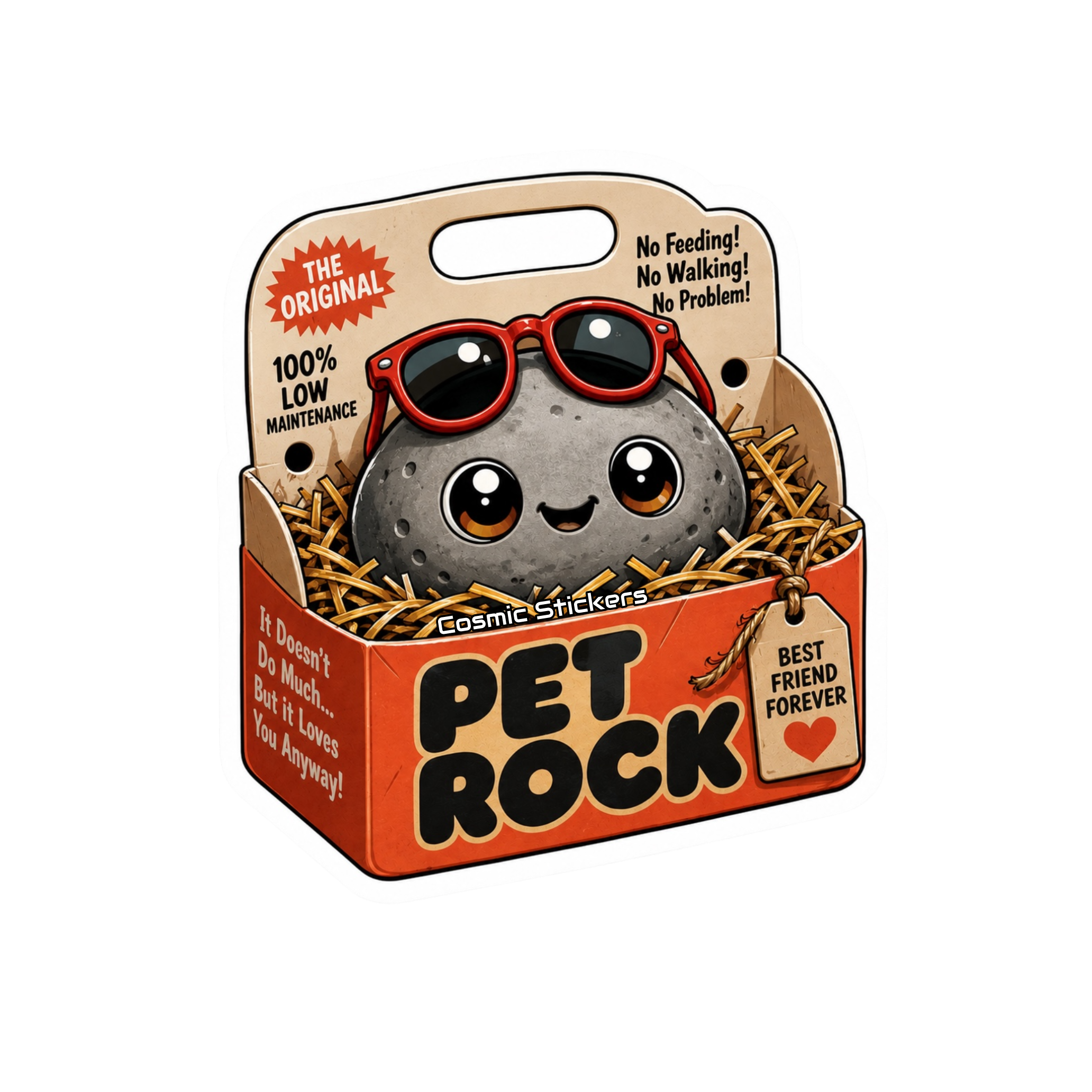 Pet Rock Sticker Collection •Cherry• premium die-cut vinyl sticker by Cosmic Stickers