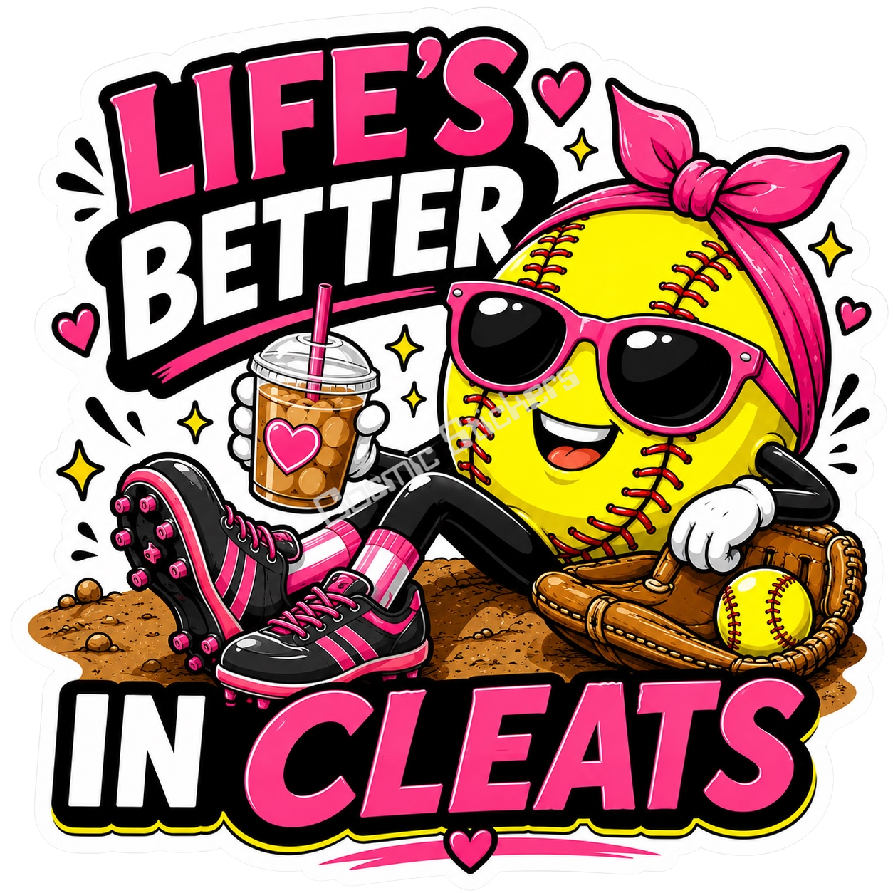 Girls Softball - Life’s Better In Cleats premium die-cut vinyl sticker by Cosmic Stickers