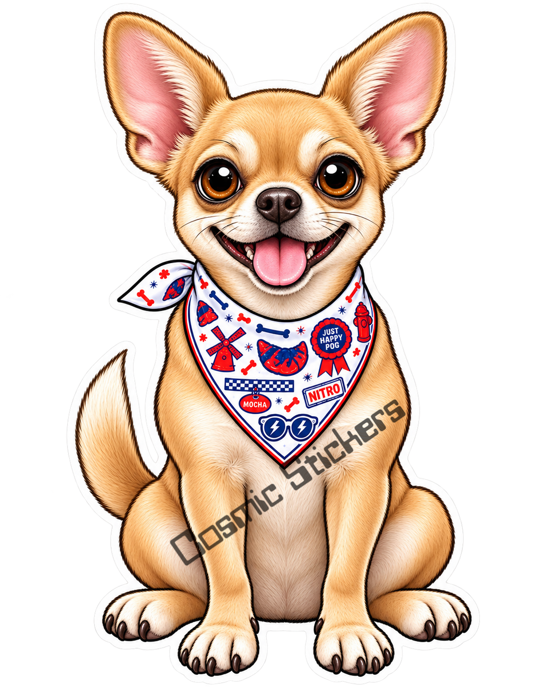 Fan-Made Dutch Pups! - Chihuahua Tan w/ White Bandana Vinyl Sticker