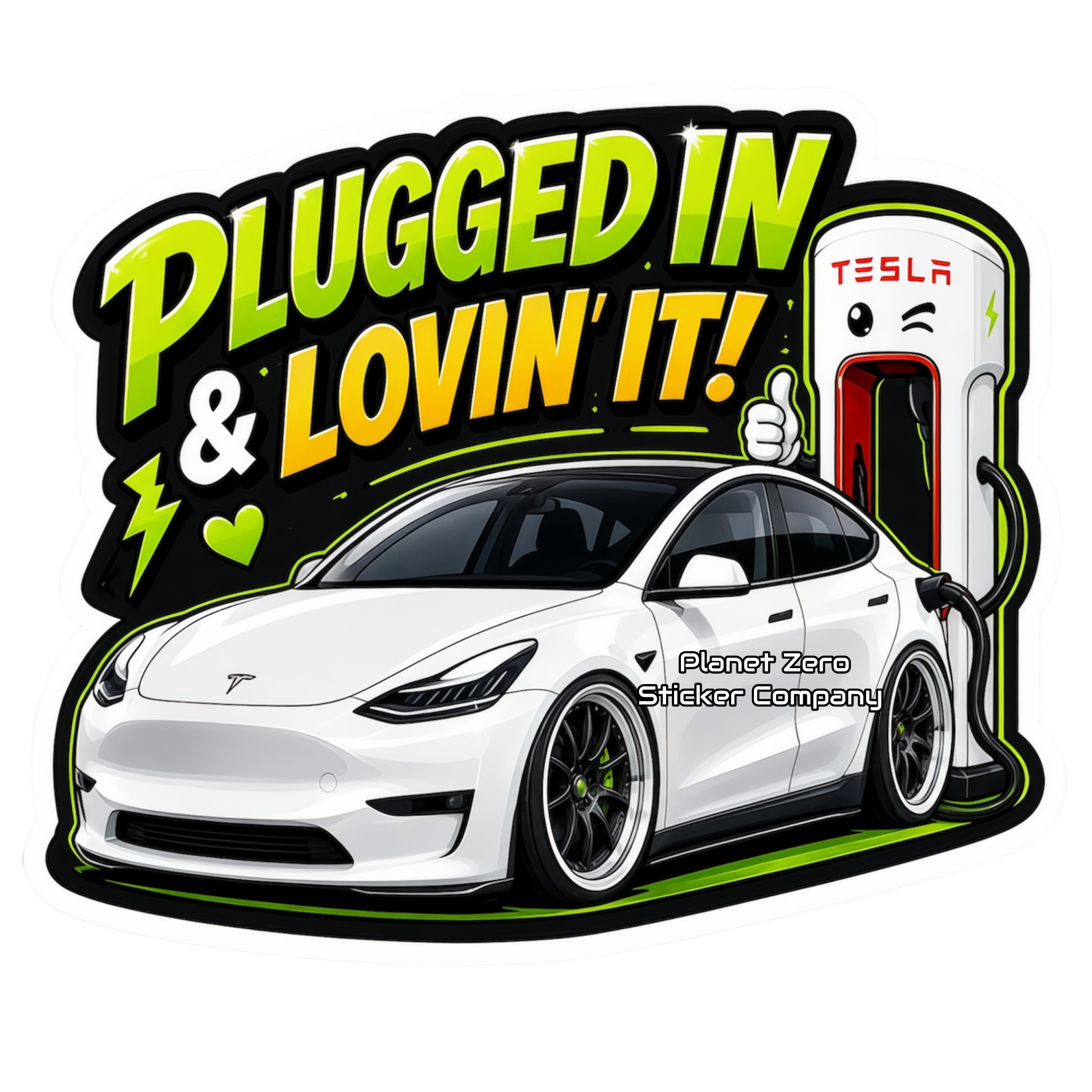 TESLA (White) premium die-cut vinyl sticker by Cosmic Stickers