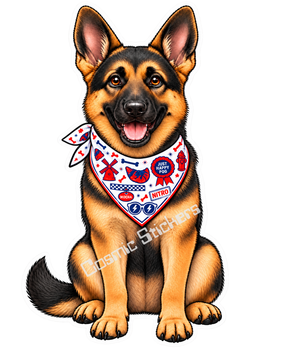Fan-Made Dutch Pups! - German Shepherd w/ White Bandana Vinyl Sticker