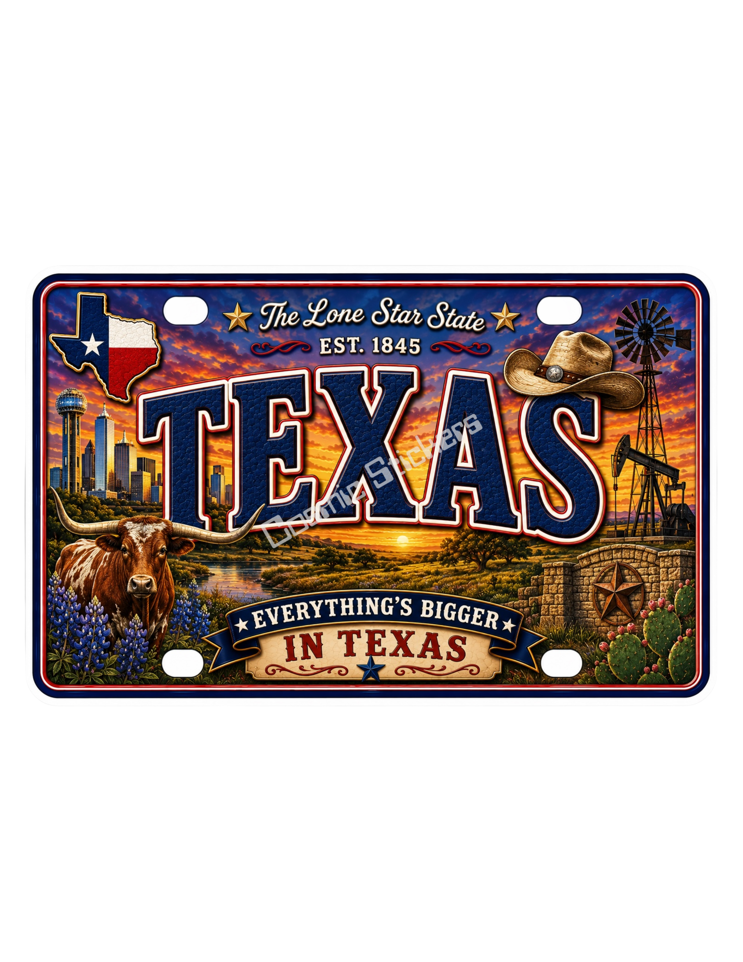 50 State License Plate Sticker Collection •TX• premium die-cut vinyl sticker by Cosmic Stickers