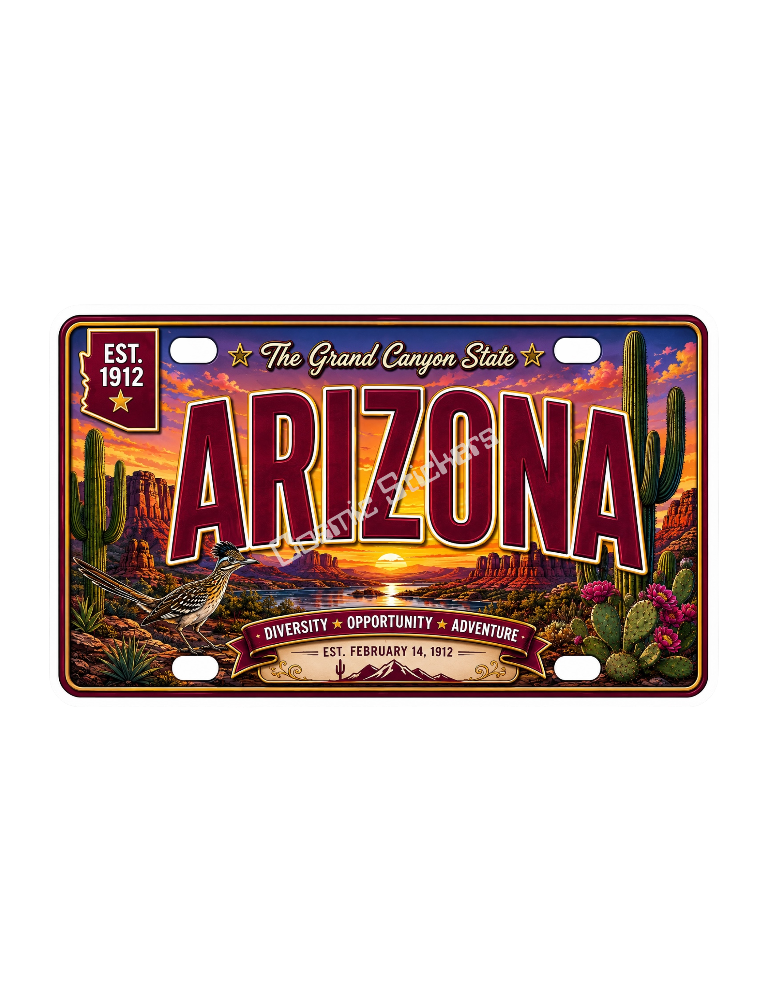 50 State License Plate Sticker Collection •AZ• premium die-cut vinyl sticker by Cosmic Stickers