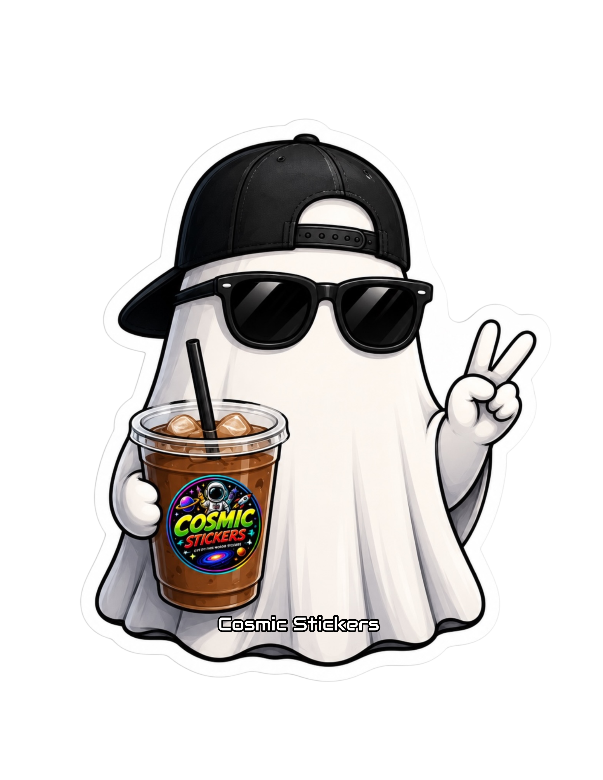 Cosmic Coffee Ghosts •Cool Boo• premium die-cut vinyl sticker by Cosmic Stickers