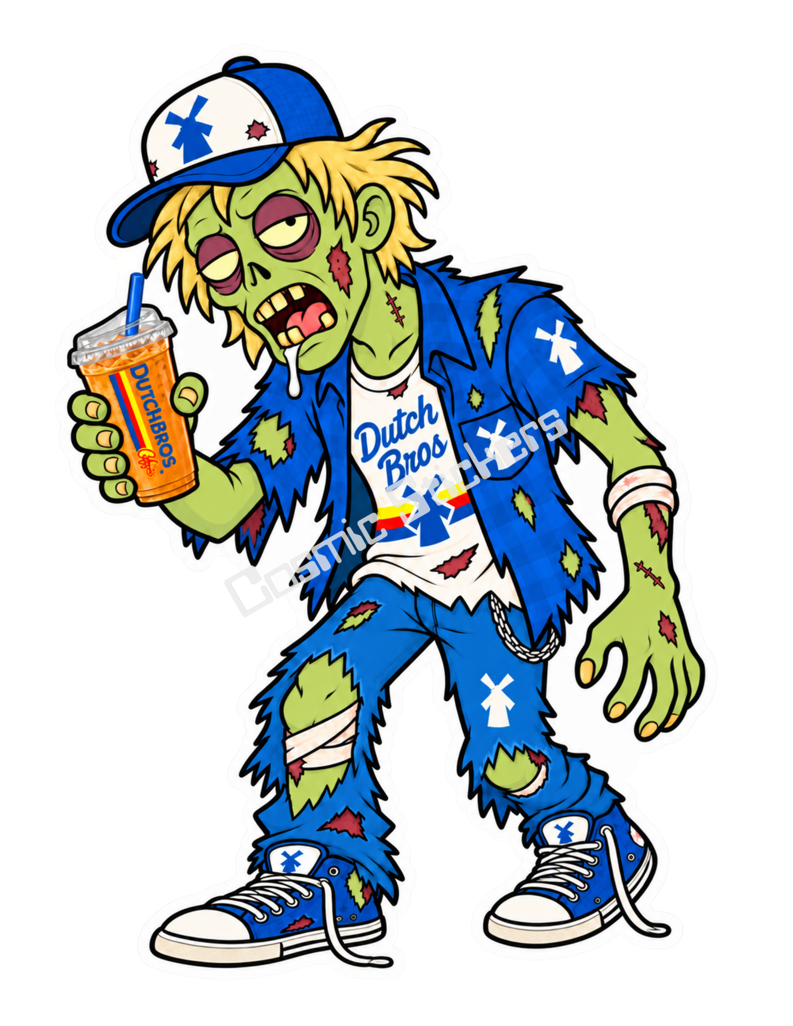 Fan-Made Caffeinated Zombies – Restless Roast | Dutch Bros Inspired Vinyl Sticker
