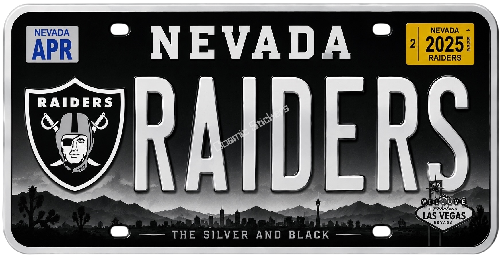 Sports Team License Plate Frame Sticker - Raiders premium die-cut vinyl sticker by Cosmic Stickers