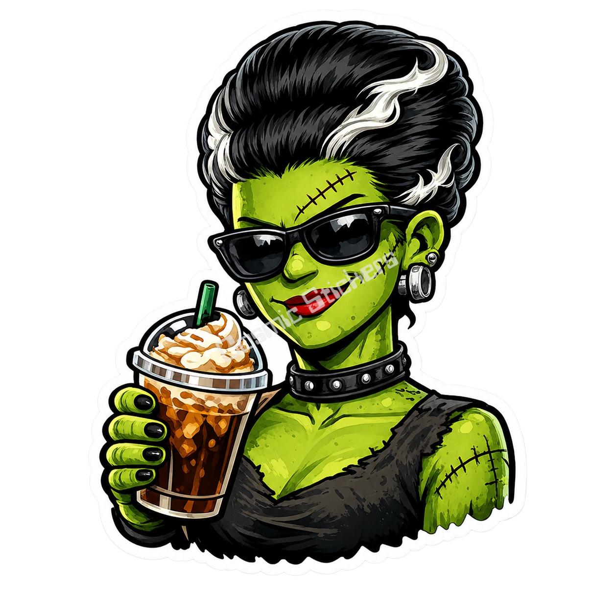 Bride of Frankenstein With Iced Coffee