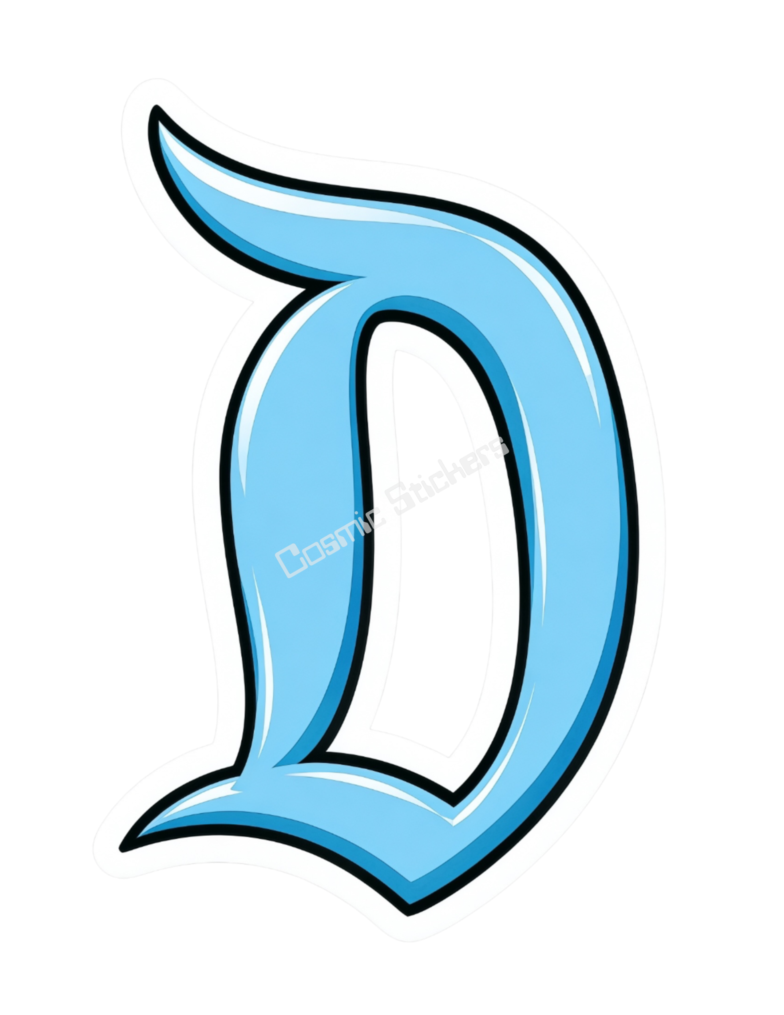 “D” Land Theme Park - Light Blue premium die-cut vinyl sticker by Cosmic Stickers