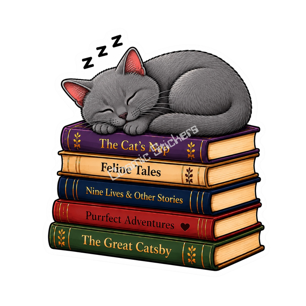 The Cat Nap Collection - Gray Cat premium die-cut vinyl sticker by Cosmic Stickers