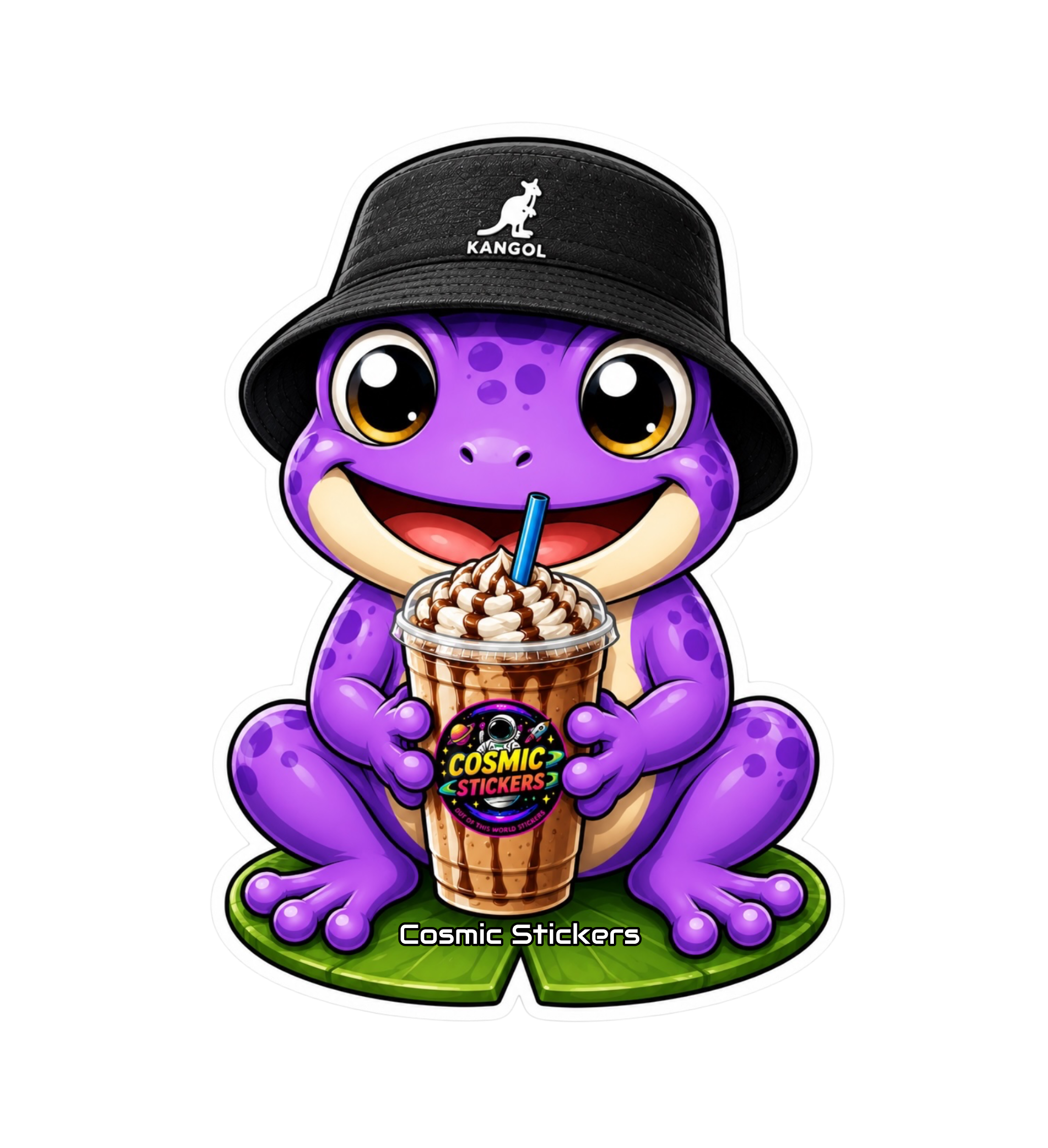 Cosmic Stickers • Cosmic Coffee Frogs • Midnight Brew premium die-cut vinyl sticker by Cosmic Stickers