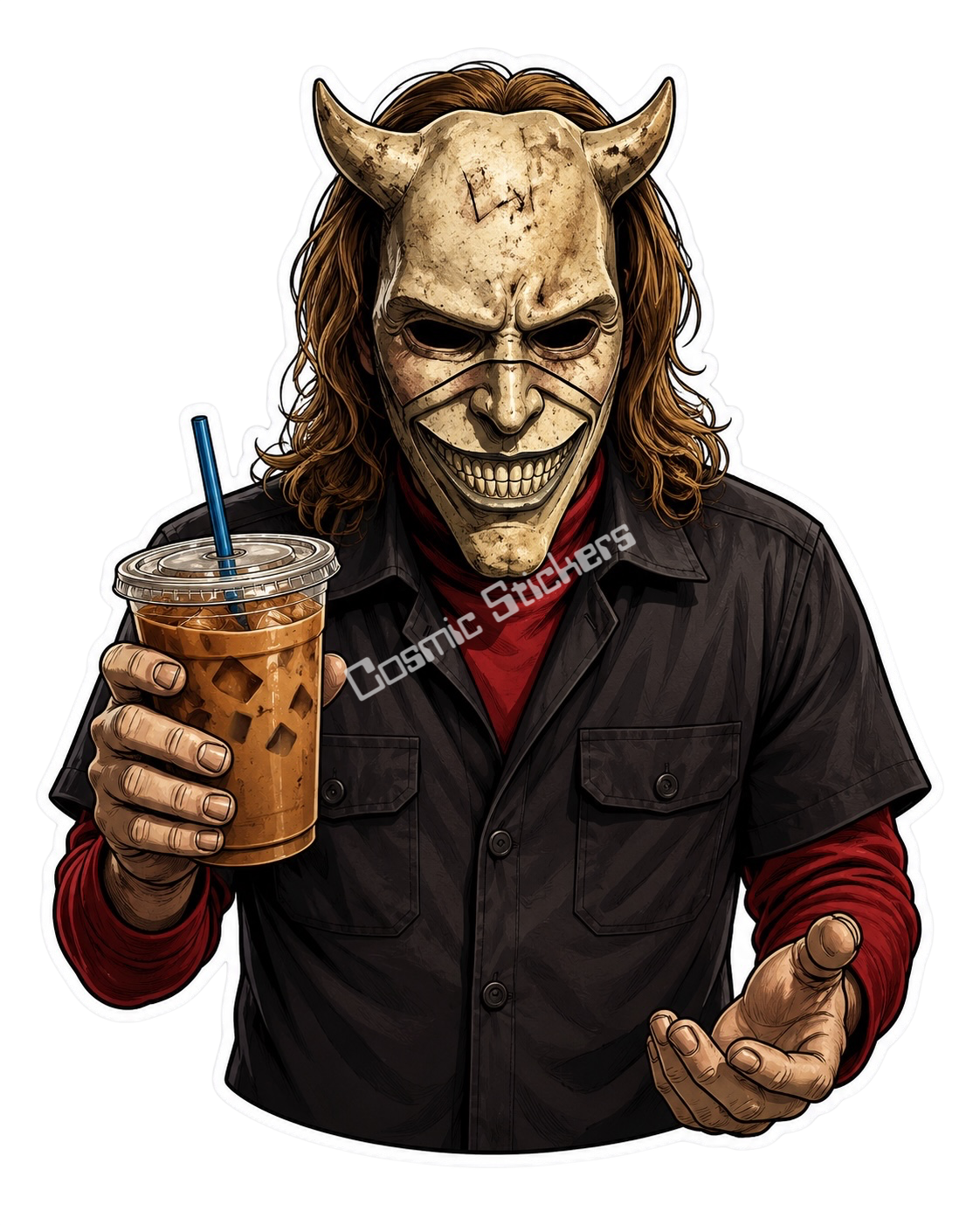 Caffeinated Nightmares - Grabber premium die-cut vinyl sticker by Cosmic Stickers
