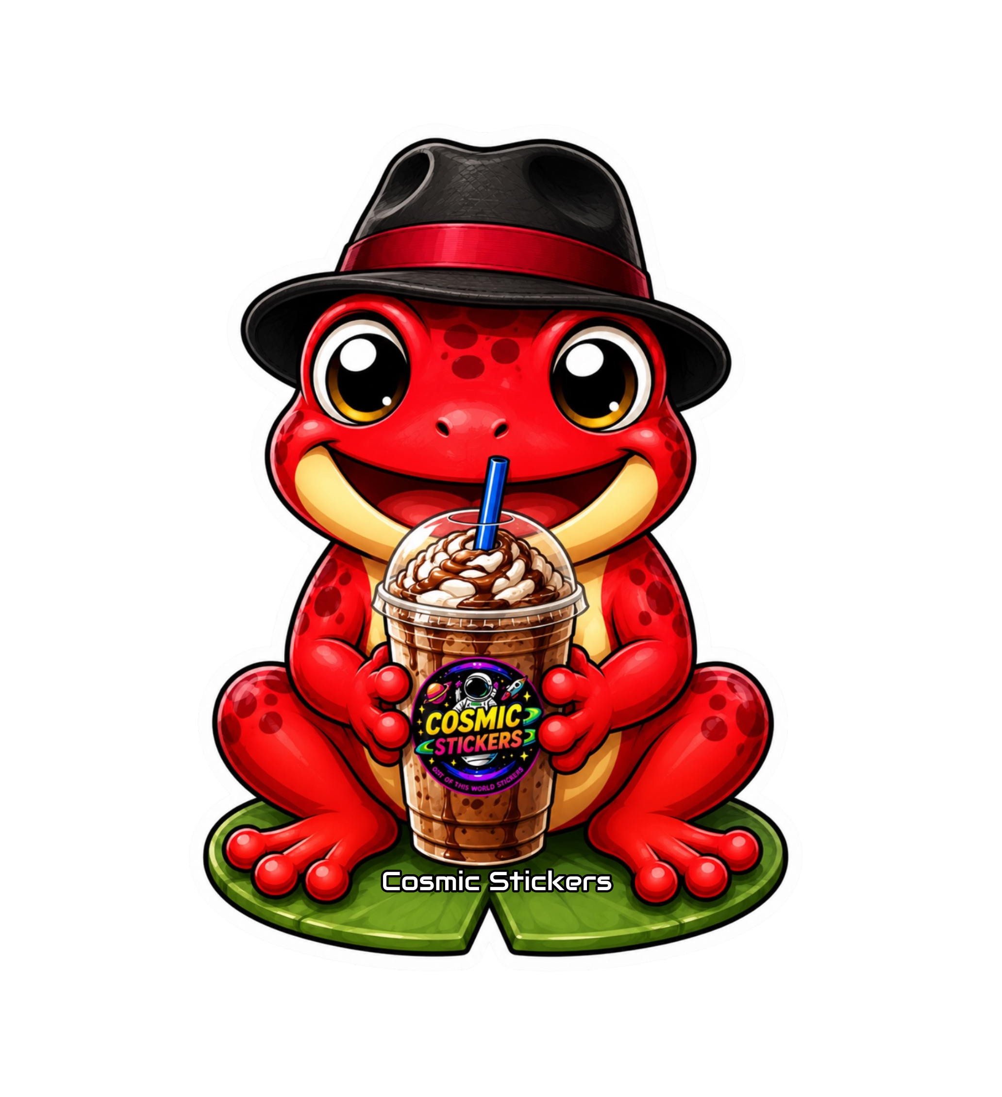 Cosmic Stickers • Cosmic Coffee Frogs • Ruby Roast premium die-cut vinyl sticker by Cosmic Stickers
