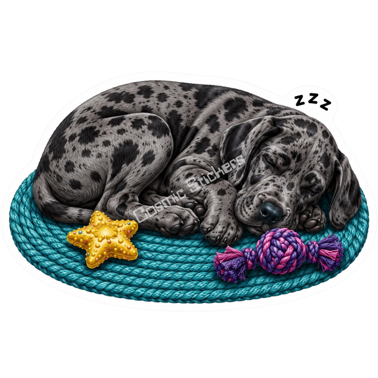 Paws & Dreams - Merle Great Dane premium die-cut vinyl sticker by Cosmic Stickers