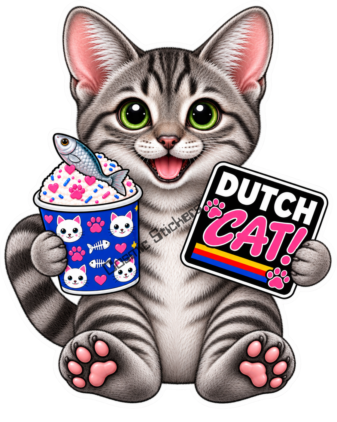 Fan-made Dutch Cat domestic shorthair tabby vinyl sticker by Cosmic Stickers