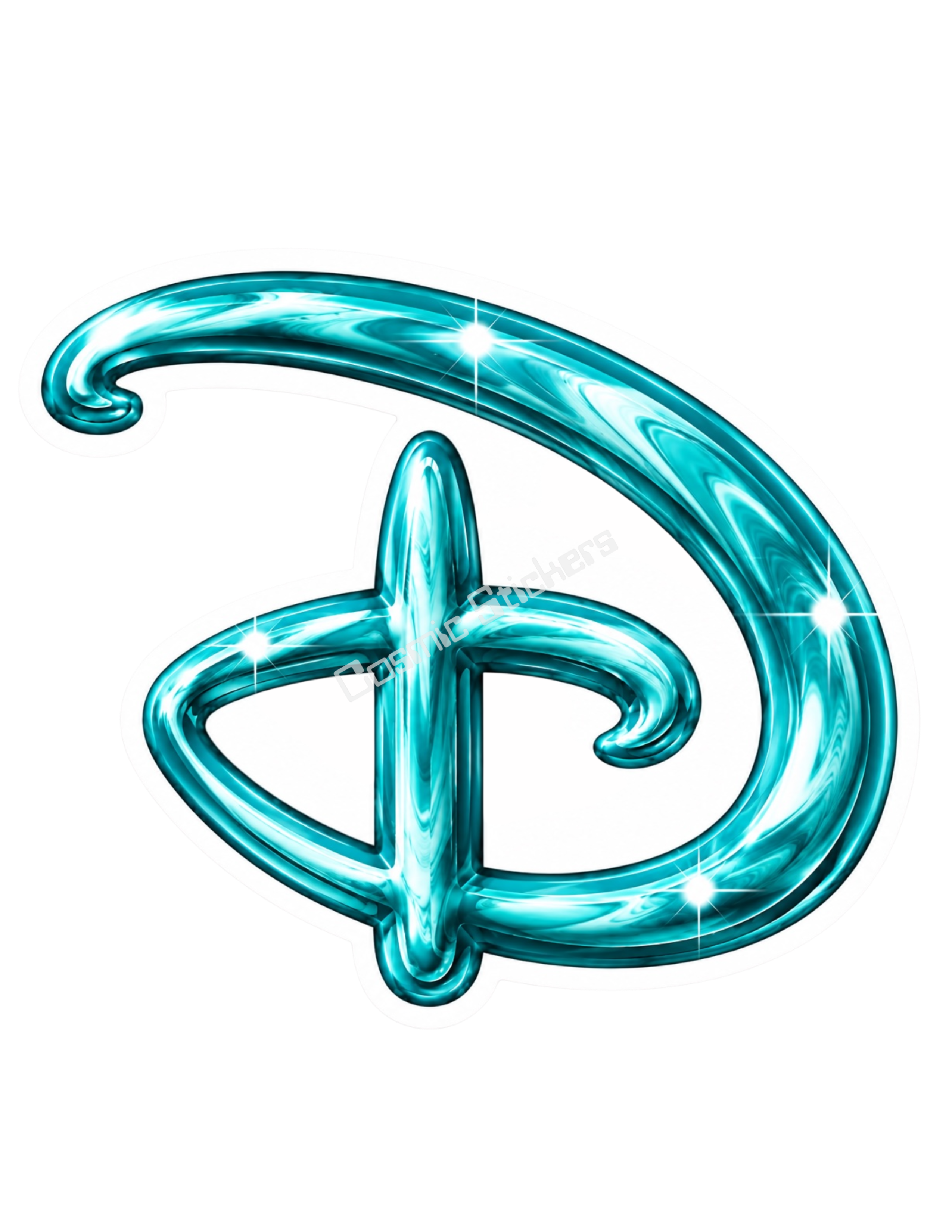 “D” Land Theme Park - Teal Glossy premium die-cut vinyl sticker by Cosmic Stickers