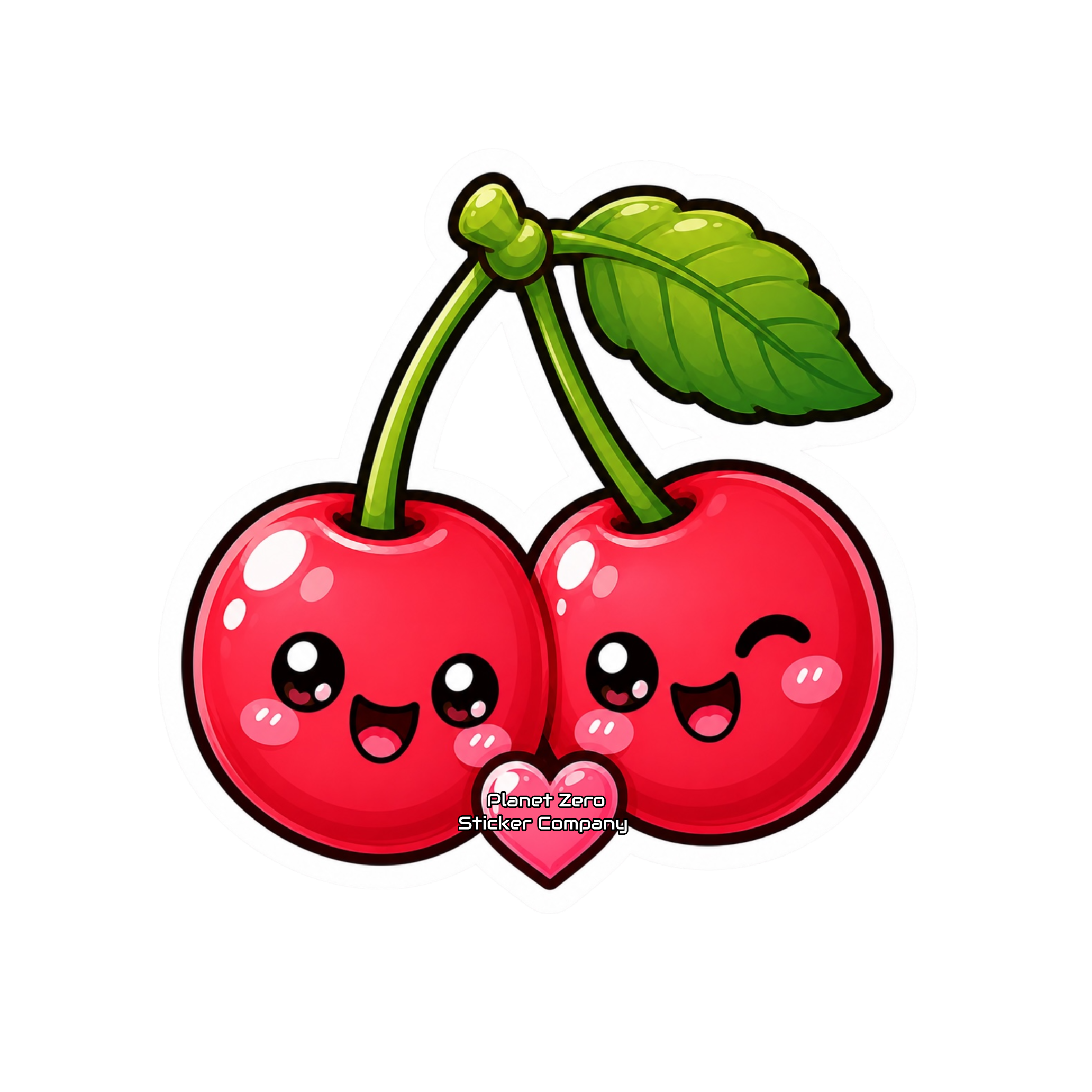 Kawaii Critters •Cherries In Love• premium die-cut vinyl sticker by Cosmic Stickers