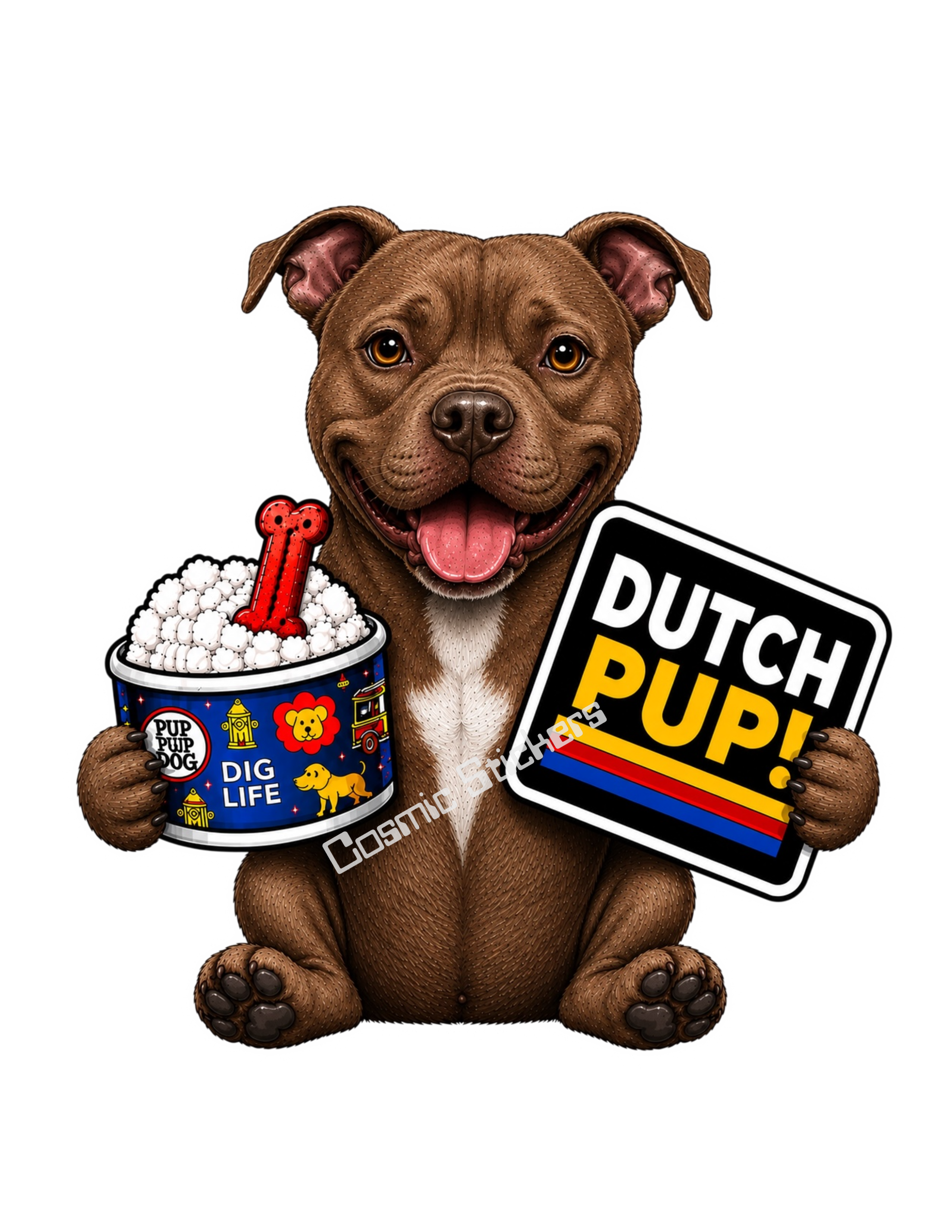 Fan-Made Dutch Pups! - Pit Bull - Brown Vinyl Sticker
