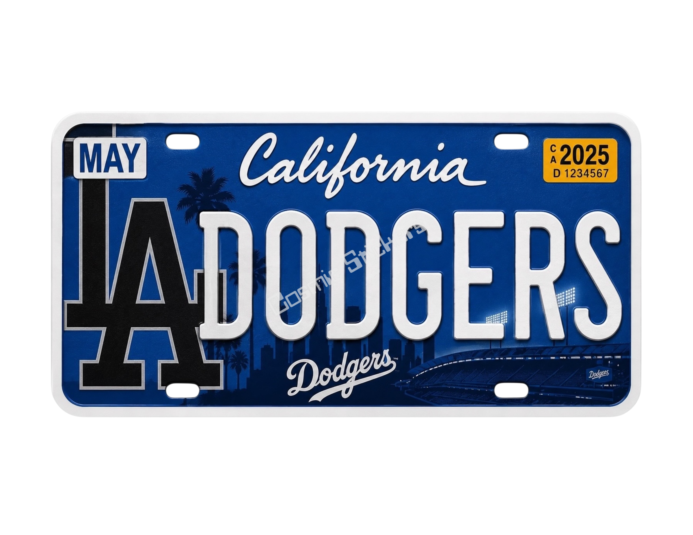 Sports Team License Plate Frame Sticker - Dodgers premium die-cut vinyl sticker by Cosmic Stickers