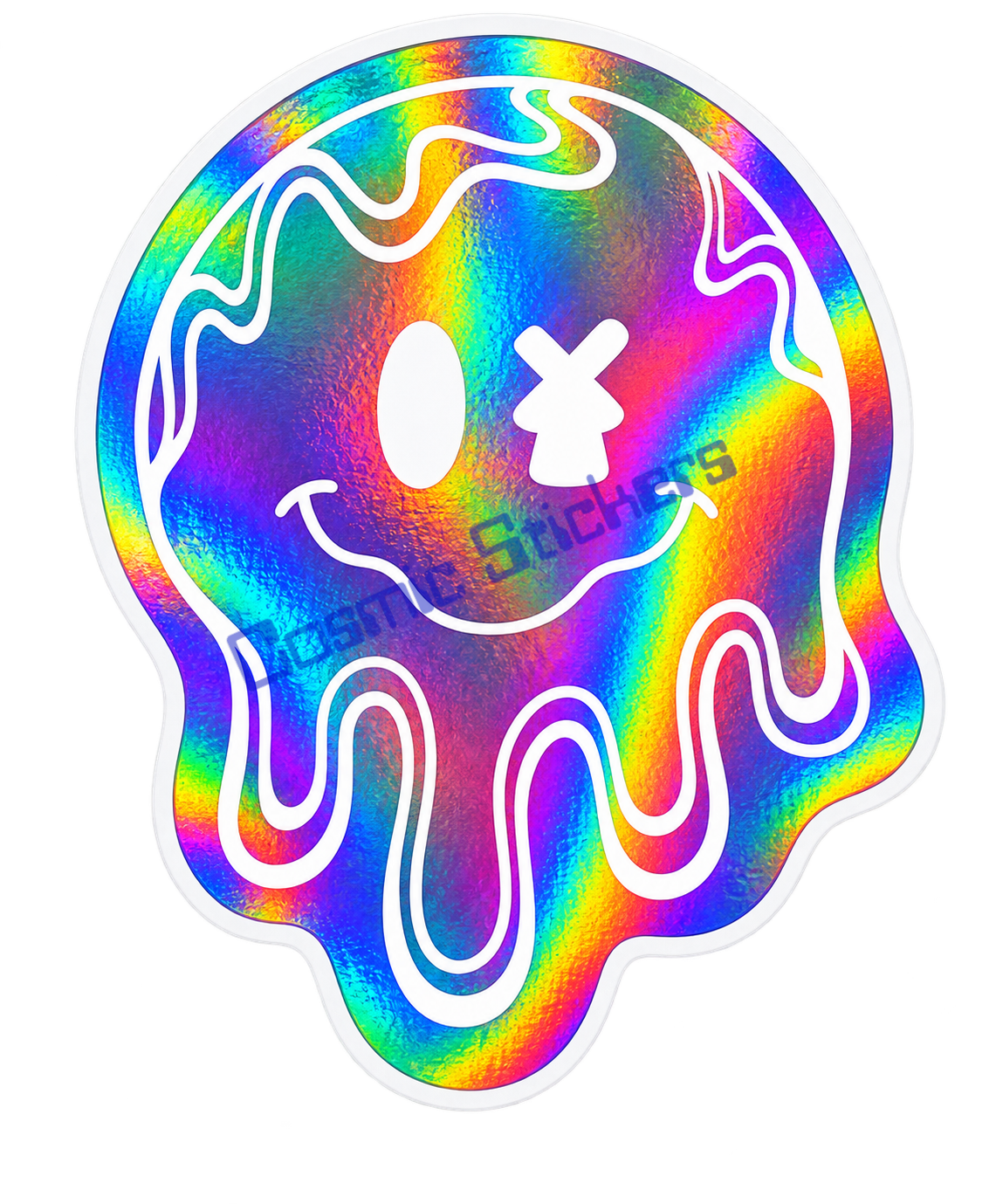 Fan-Made Dutch Bros Holographic Rainbow Melting Smiley Sticker