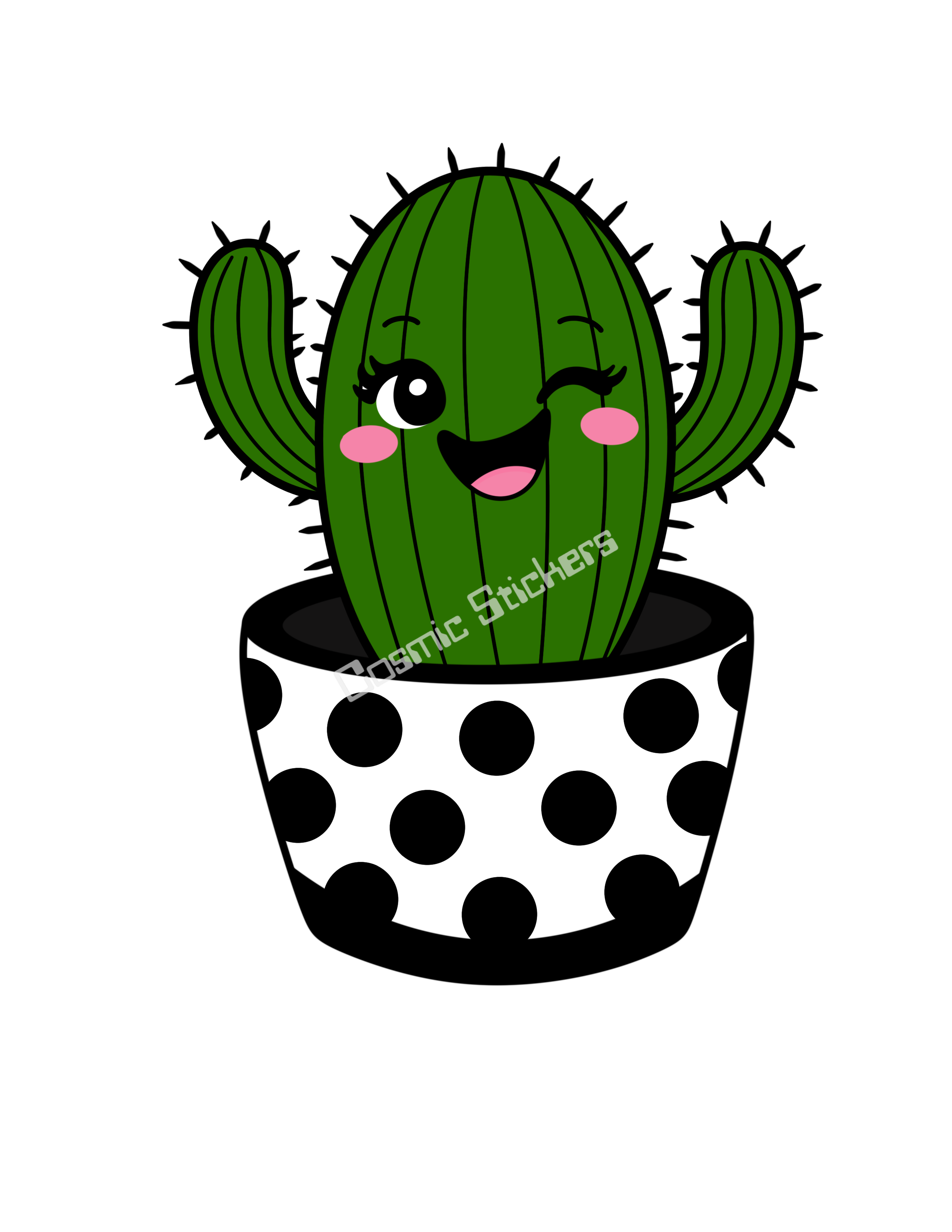 Cosmic Stickers - White Cactus