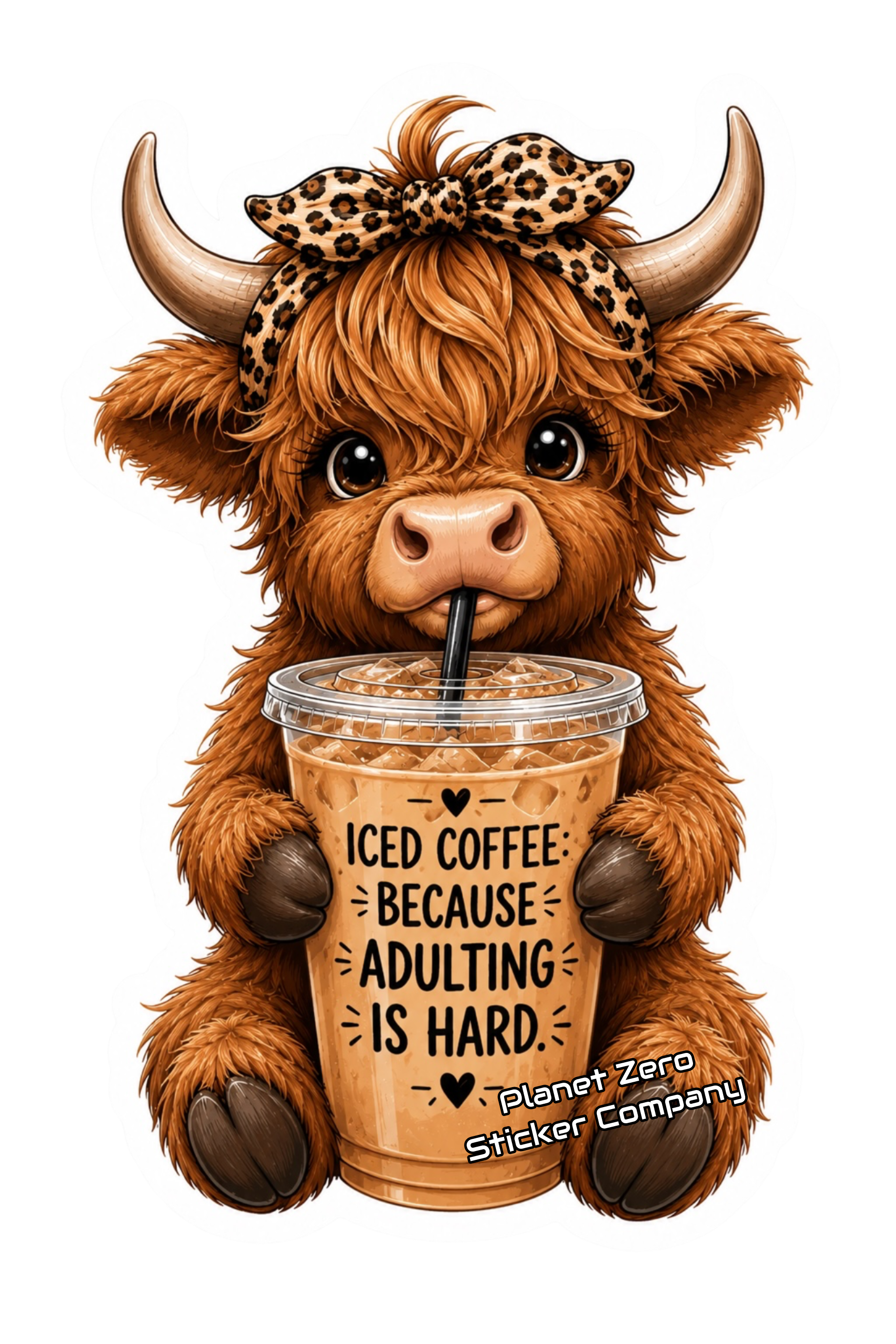 Highland Cow premium die-cut vinyl sticker by Cosmic Stickers