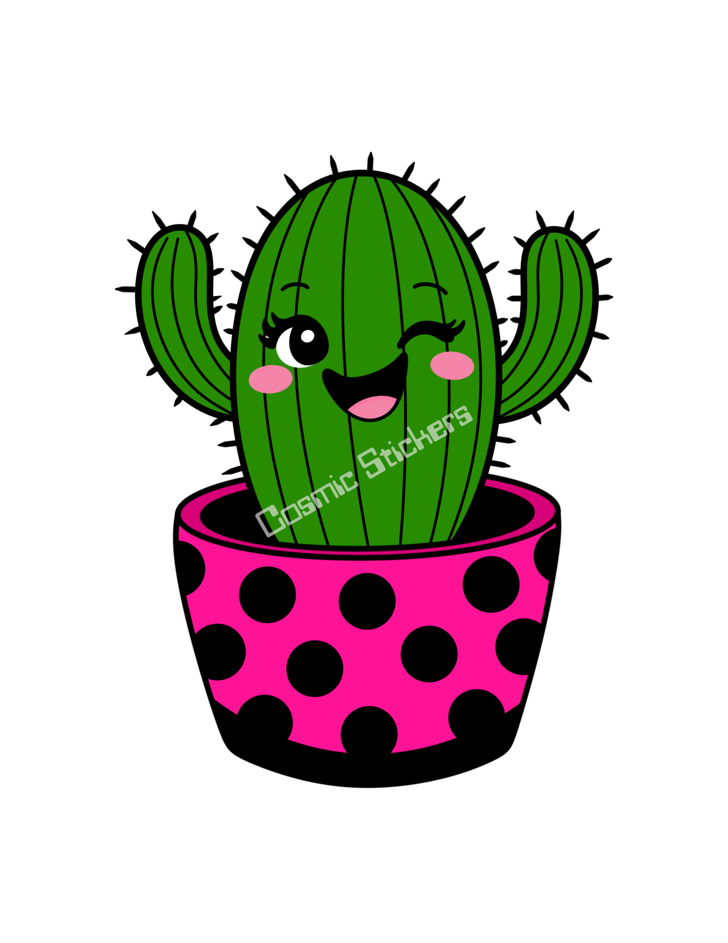 Cosmic Stickers - Dark Pink Cactus