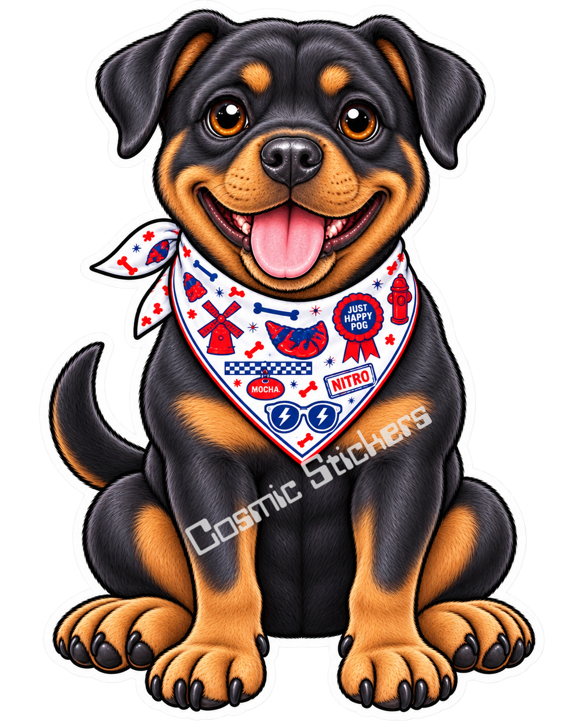 Fan-Made Dutch Pups! - Rottweiler w/ White Bandana Vinyl Sticker