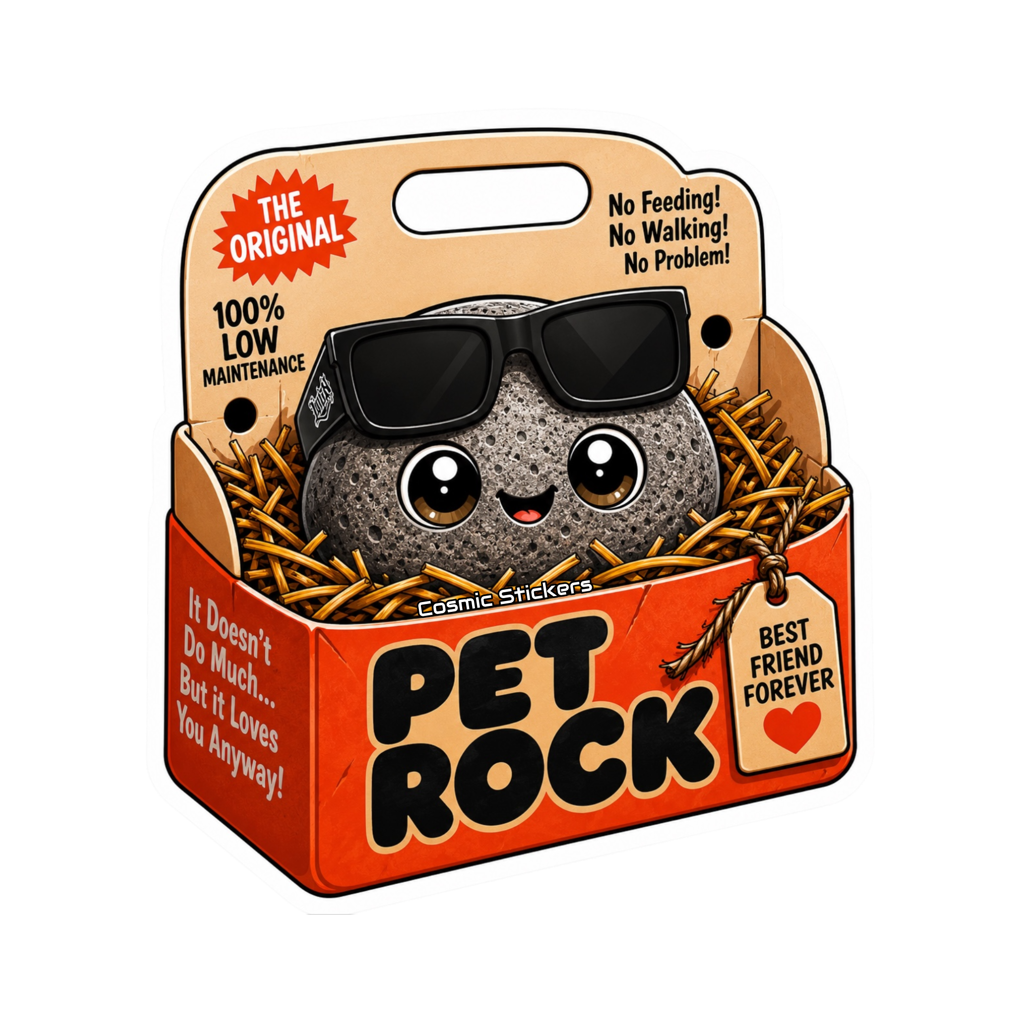 Pet Rock Sticker Collection •Shady• premium die-cut vinyl sticker by Cosmic Stickers