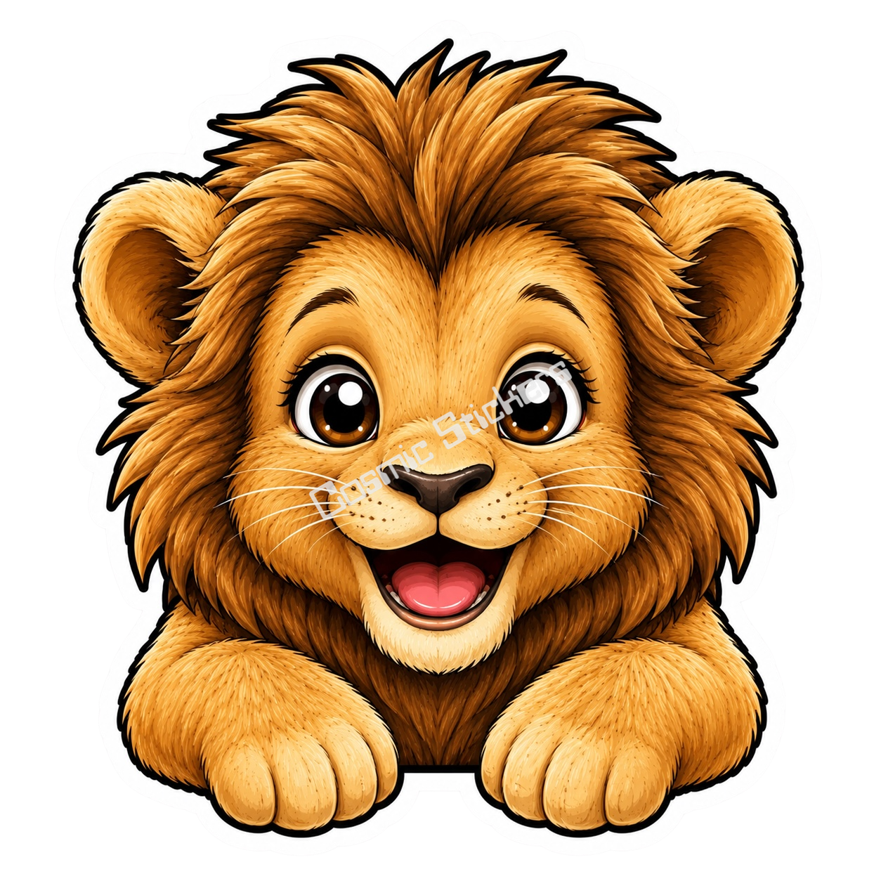Peekaboo Pals - Lion premium die-cut vinyl sticker by Cosmic Stickers
