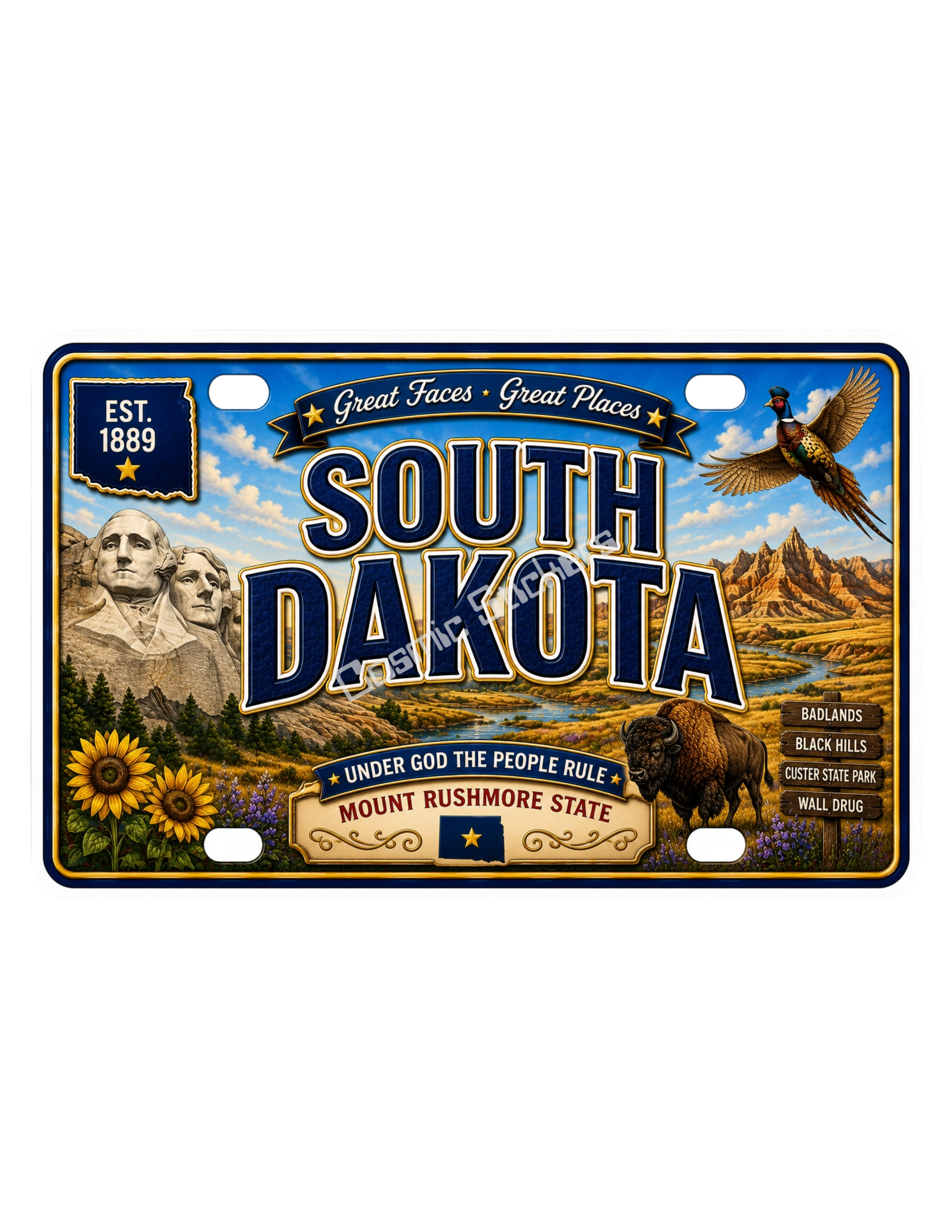 50 State License Plate Sticker Collection •SD• premium die-cut vinyl sticker by Cosmic Stickers