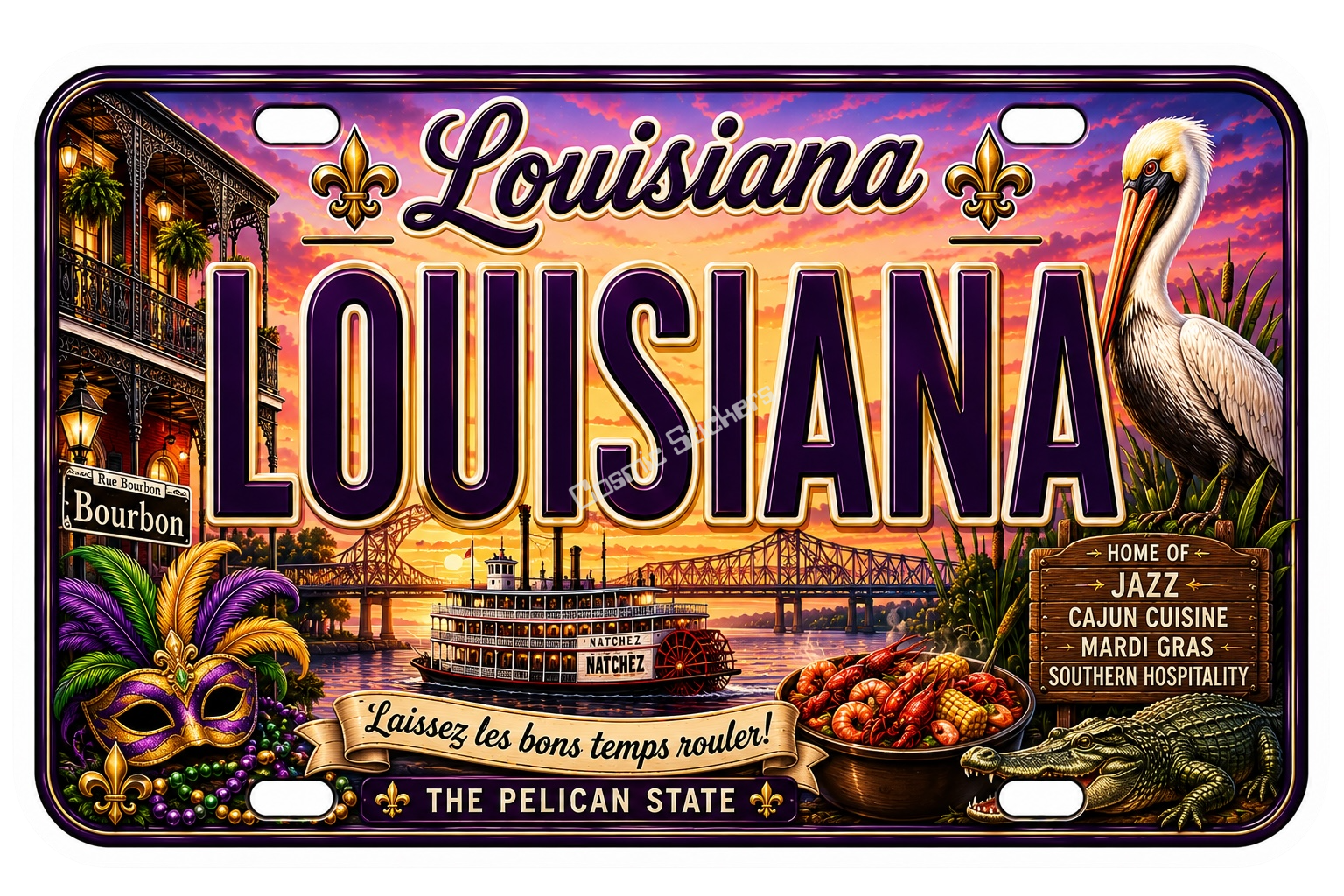 50 State License Plate Sticker Collection •LA• premium die-cut vinyl sticker by Cosmic Stickers