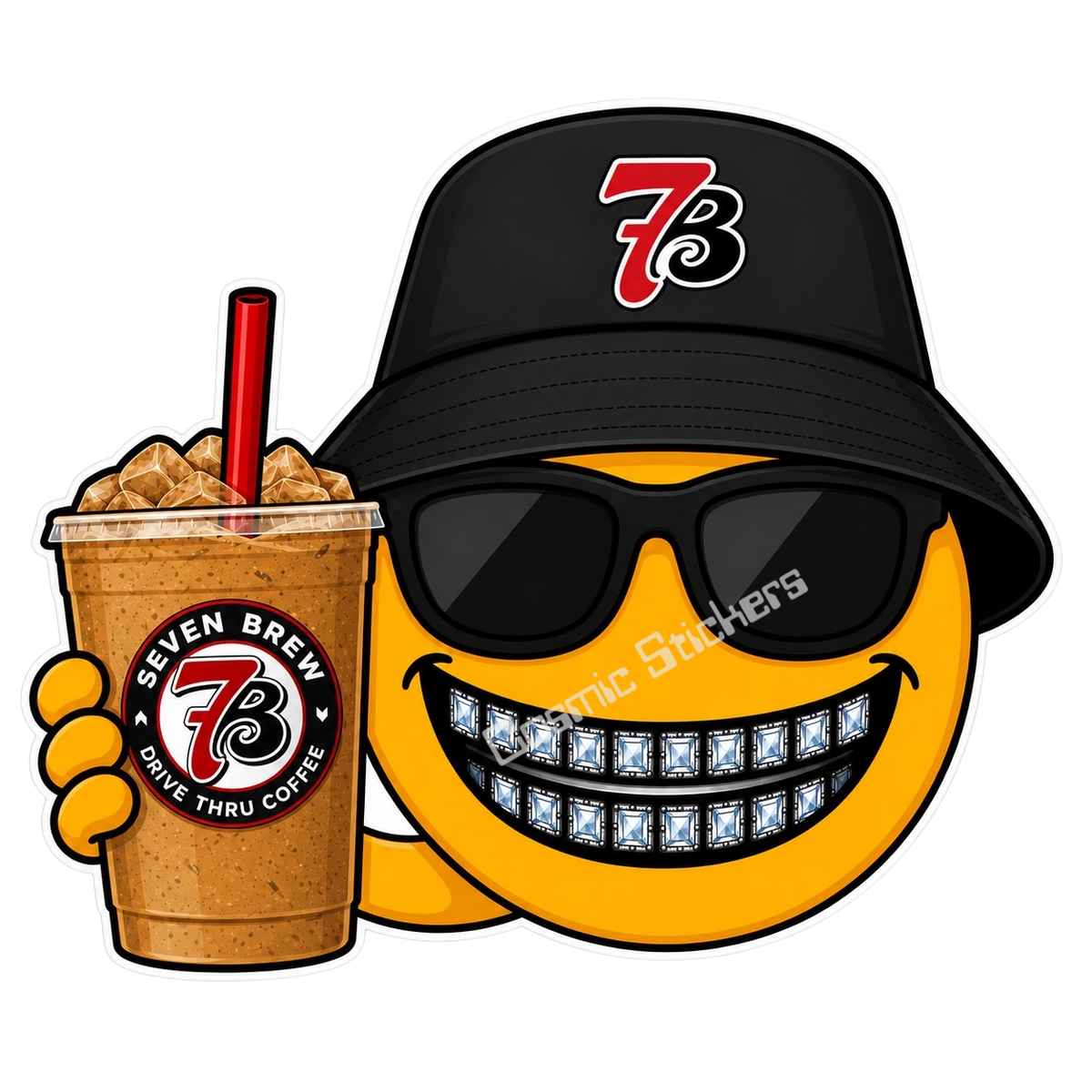 Fan-Made 7 Brew - Emoji with Iced Coffee Vinyl Sticker