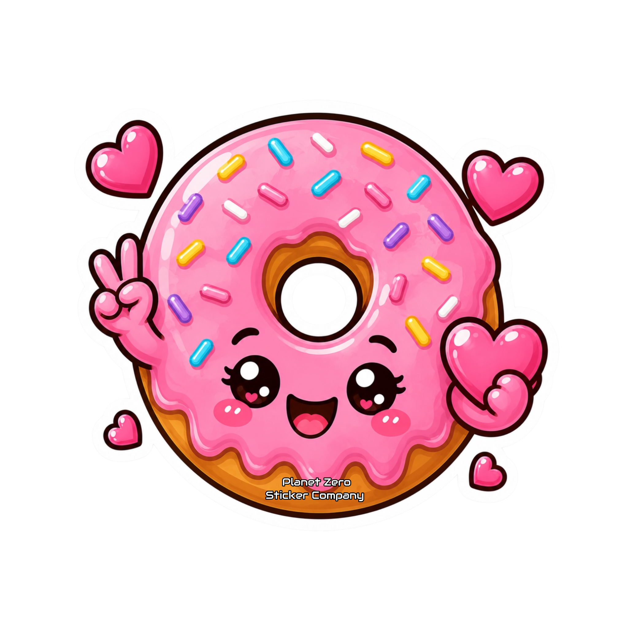 Kawaii Critters •Sweetheart Donut• premium die-cut vinyl sticker by Cosmic Stickers