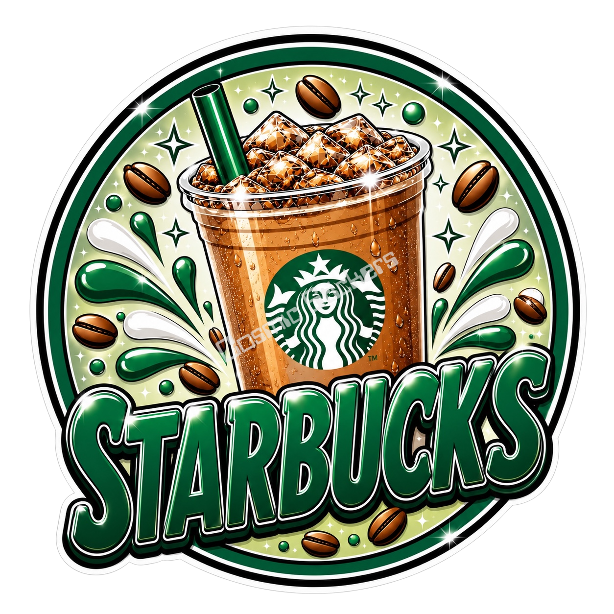 Starbucks Coffee “Inspired” Design premium die-cut vinyl sticker by Cosmic Stickers