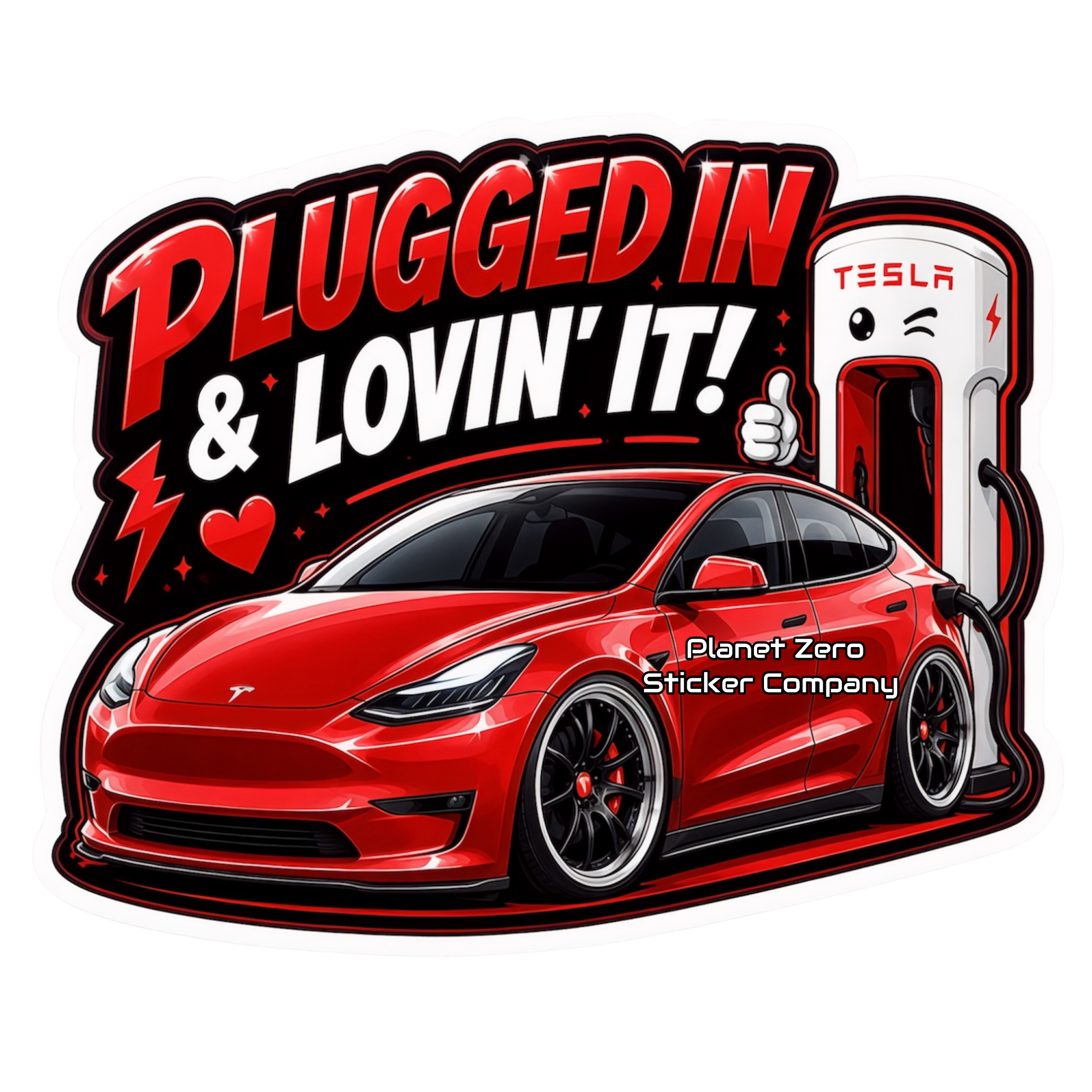 TESLA (Red) premium die-cut vinyl sticker by Cosmic Stickers