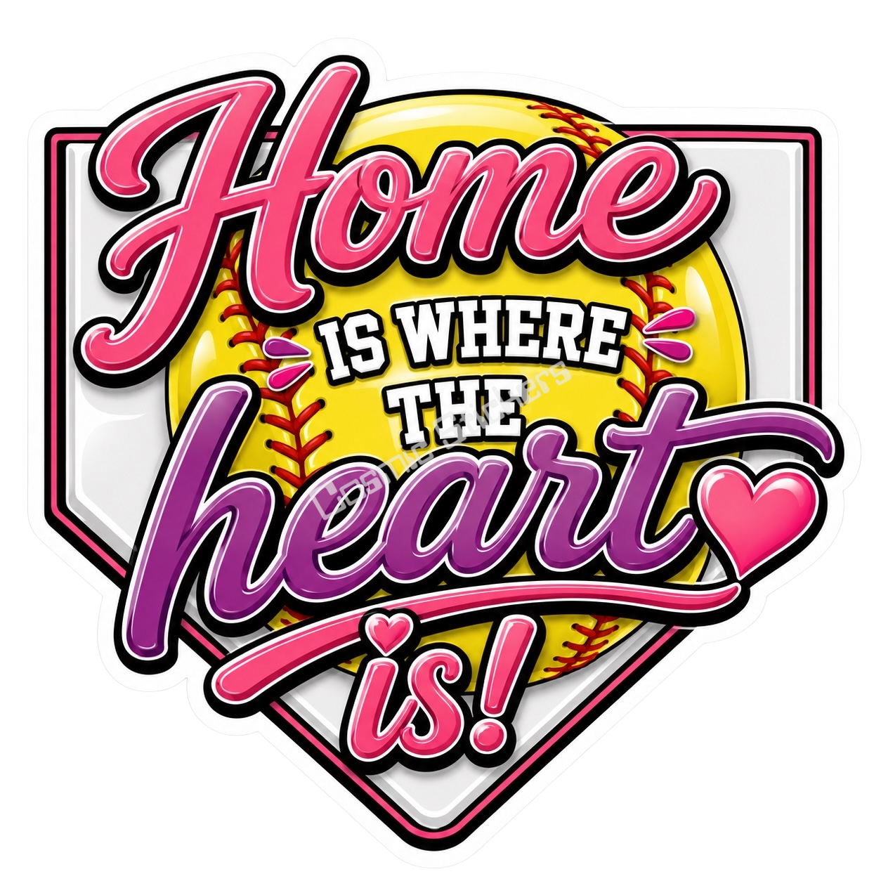 Girls Softball - Home Is Where The Heart Is premium die-cut vinyl sticker by Cosmic Stickers