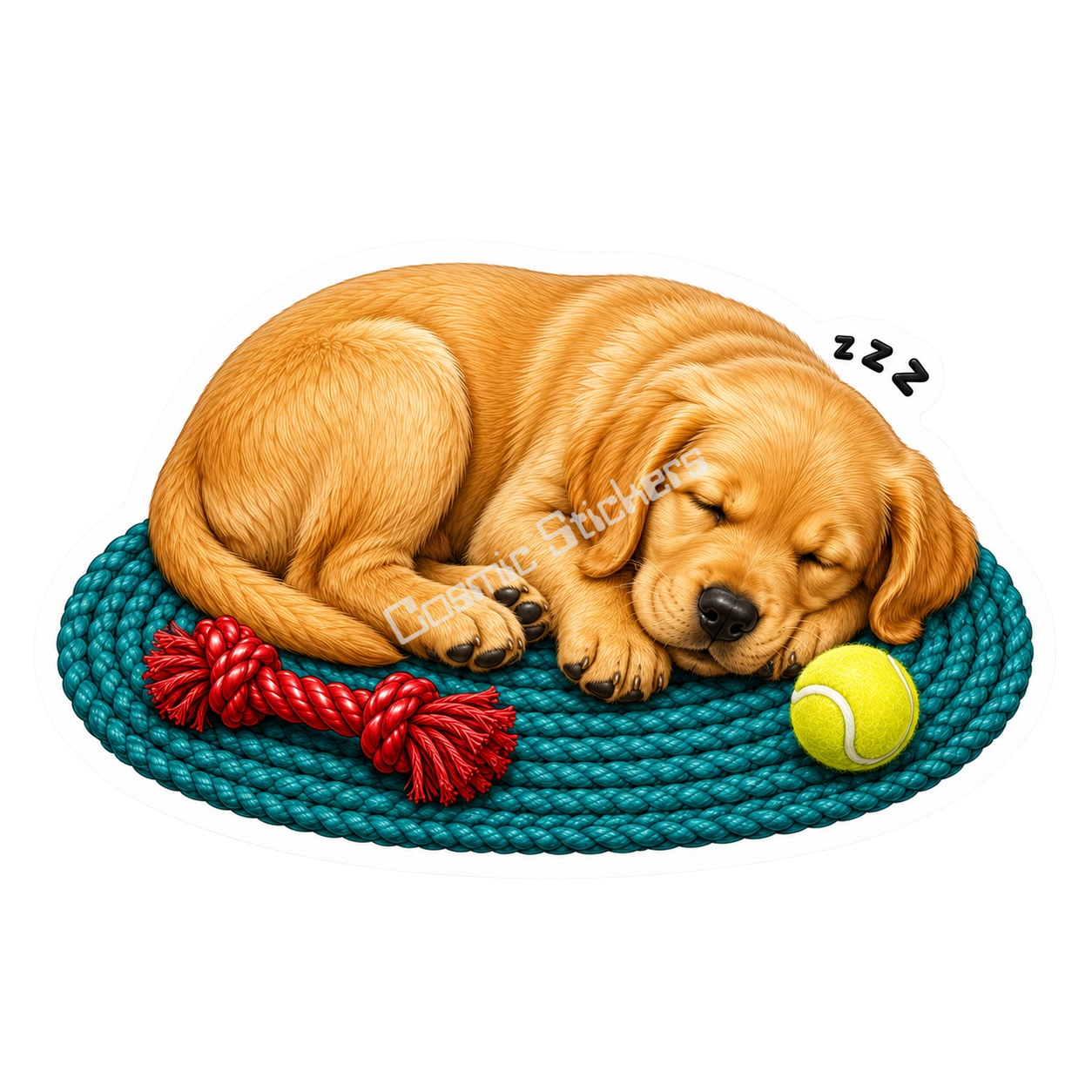 Paws & Dreams - Golden Retriever premium die-cut vinyl sticker by Cosmic Stickers
