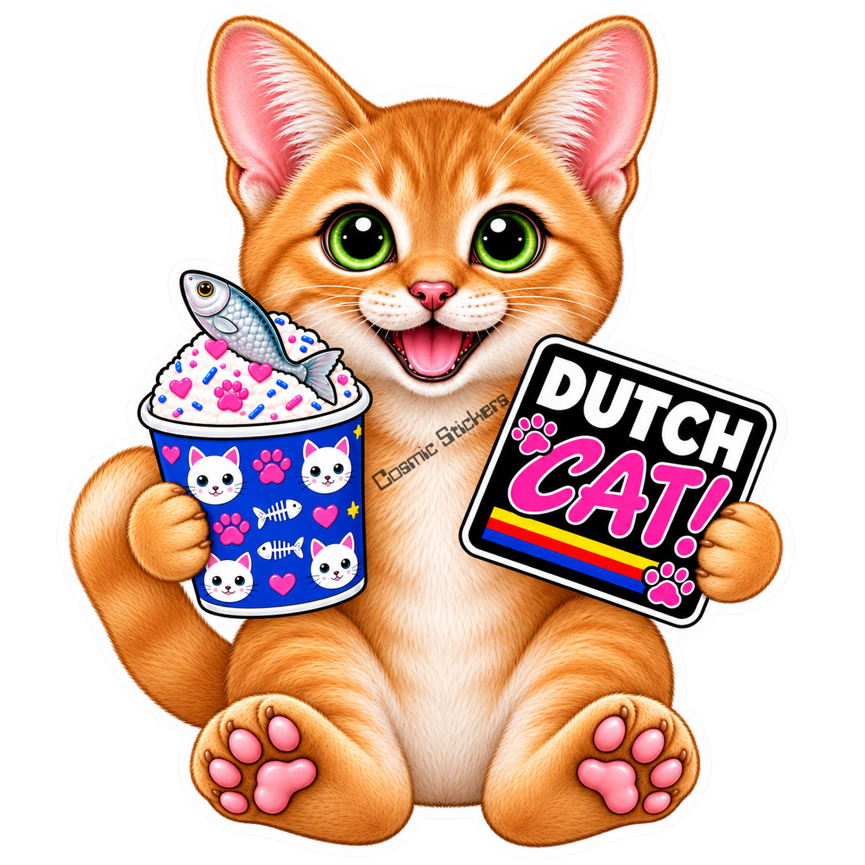 Fan-Made Dutch Cat - Solid Orange / Ginger Cat Vinyl Sticker