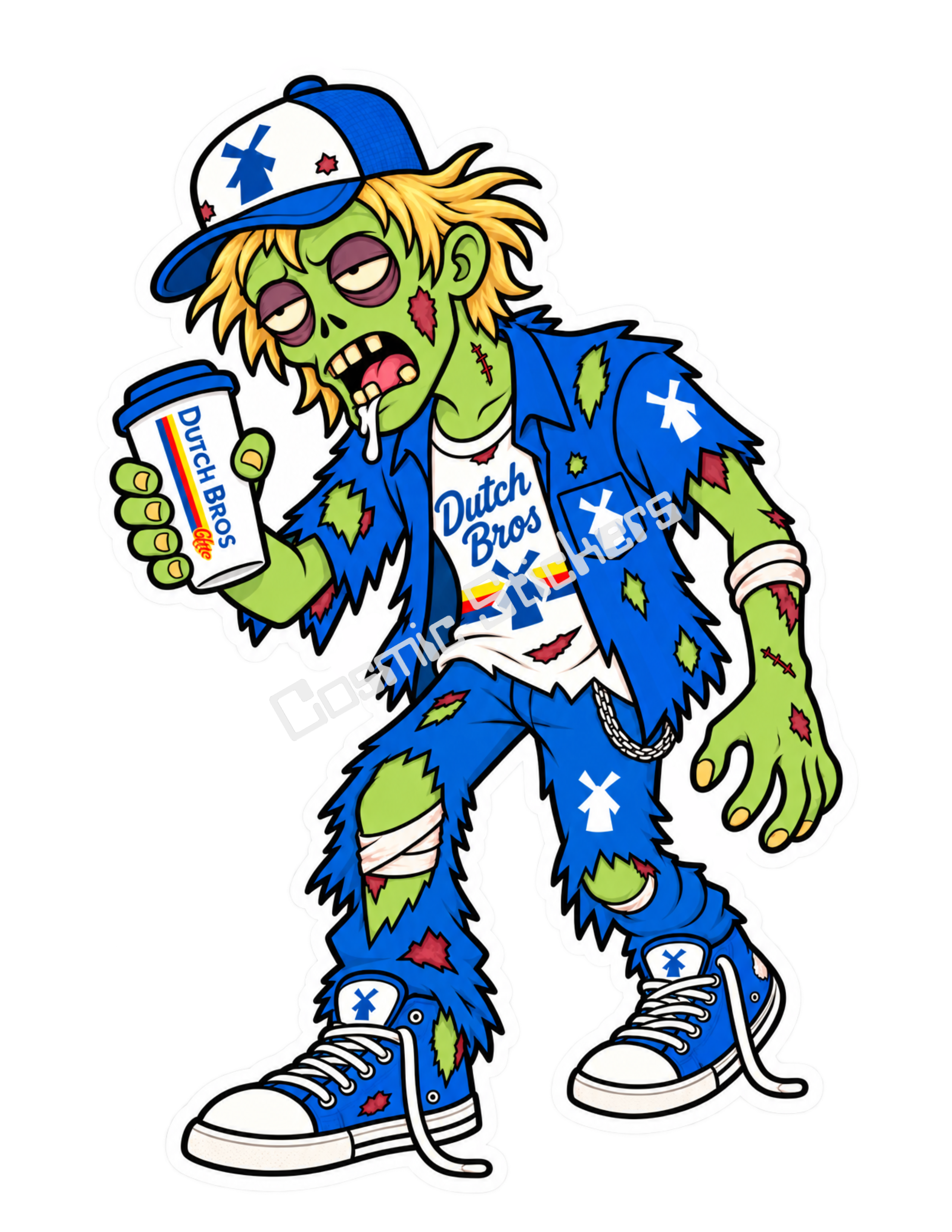 Fan-Made Caffeinated Zombies – Graveyard Grind | Dutch Bros Inspired Vinyl Sticker