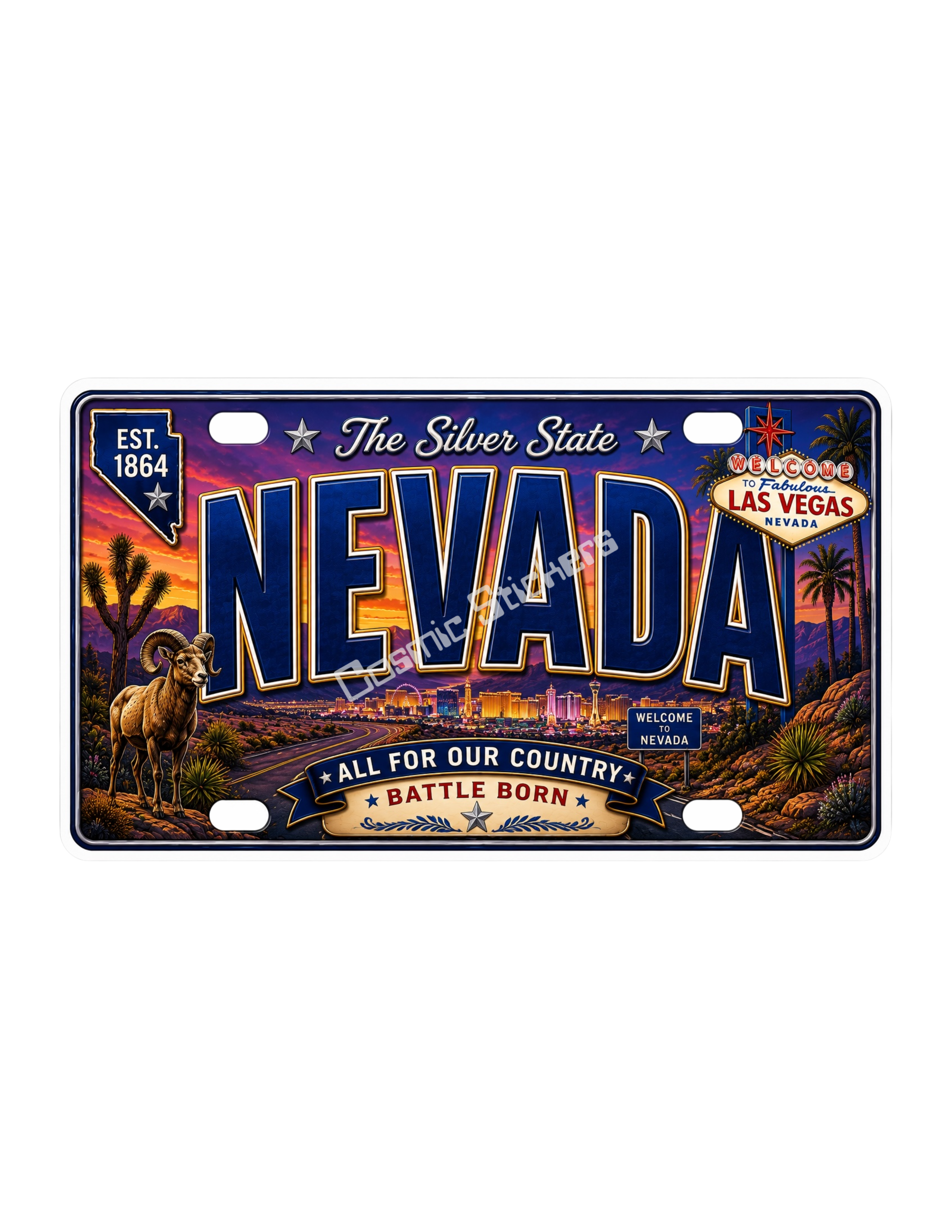 50 State License Plate Sticker Collection •NV• premium die-cut vinyl sticker by Cosmic Stickers