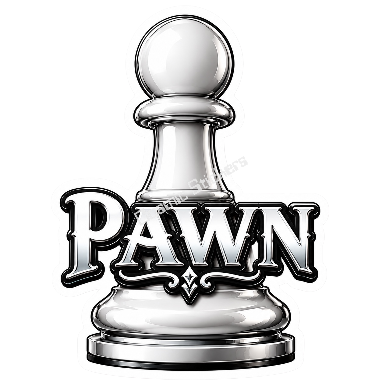 Classic Chess - White Pawn premium die-cut vinyl sticker by Cosmic Stickers