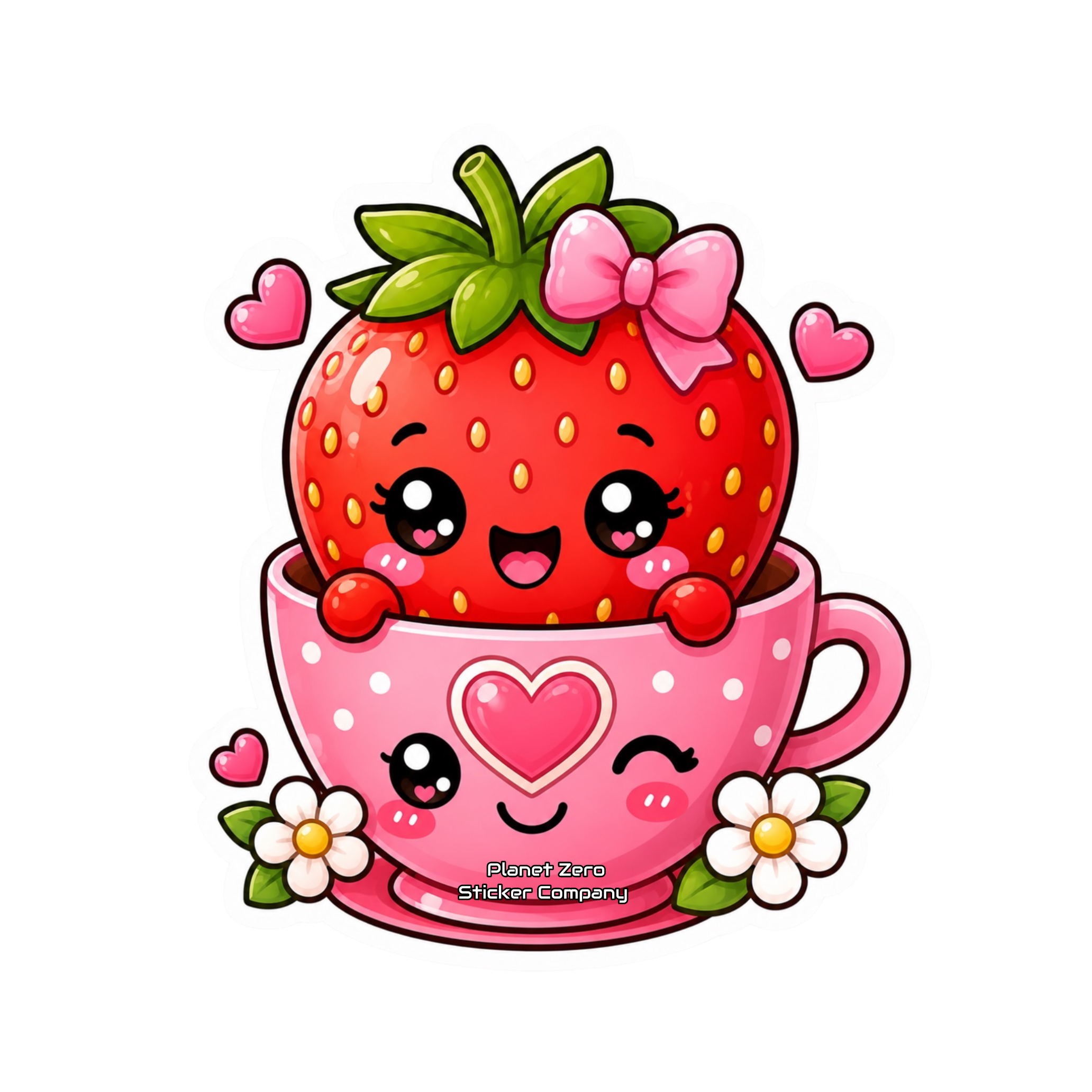 Kawaii Critters •Berry Tea• premium die-cut vinyl sticker by Cosmic Stickers